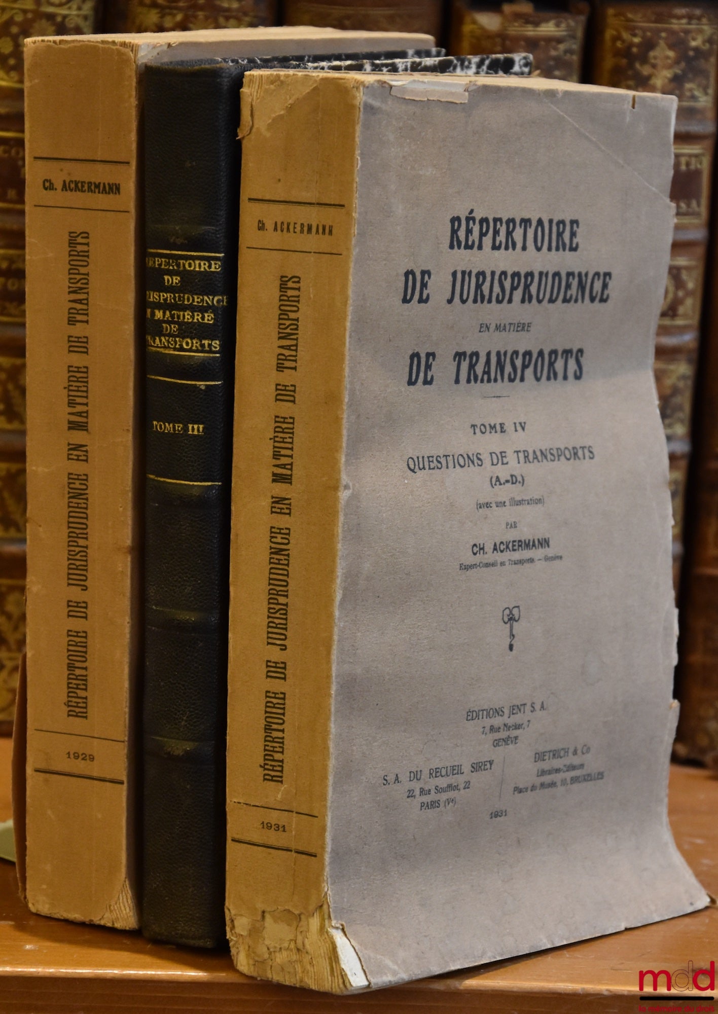 ACKERMANN (Charles) – DIRECTORY OF CASE LAW IN TRANSPORT MATTERS, Vol. II: Missing Goods - Losses - Waste (with 1 illustration) Preface by Dr. Albert Richard, lawyer and Professor at the Faculty of Law of Geneva; Vol. III: Delays - Left for Account