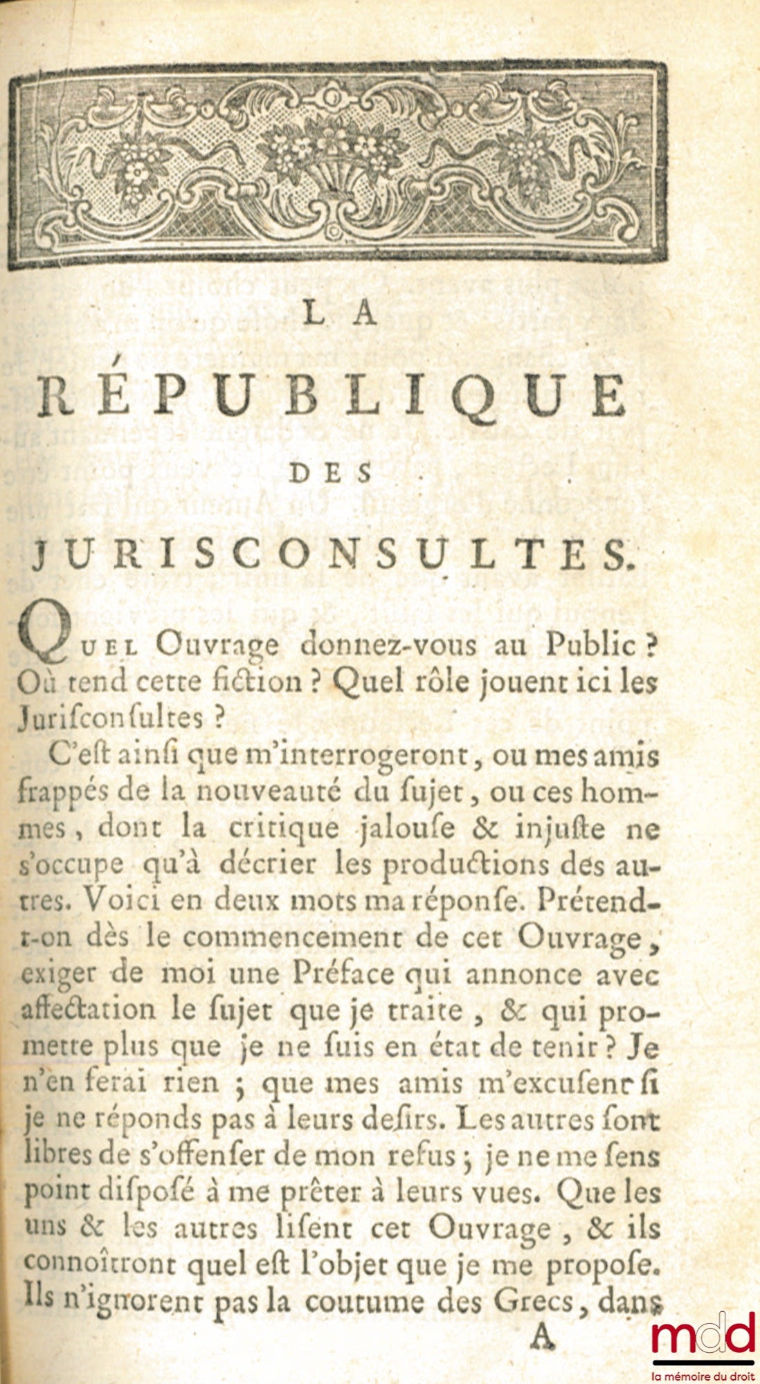 GENNARO (Giuseppe Aurelio Di) – THE REPUBLIC OF LAWYERS, Work by Mr. Gennaro, celebrated Neapolitan Lawyer. Translated by Mr. Abbot Dinouart
