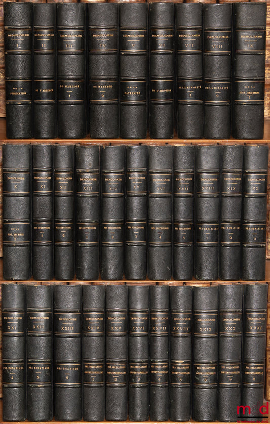 DEMOLOMBE (Charles) – COURS DE CODE NAPOLÉON, 2e éd. (sauf les 8 derniers volumes de la 1re éd.)