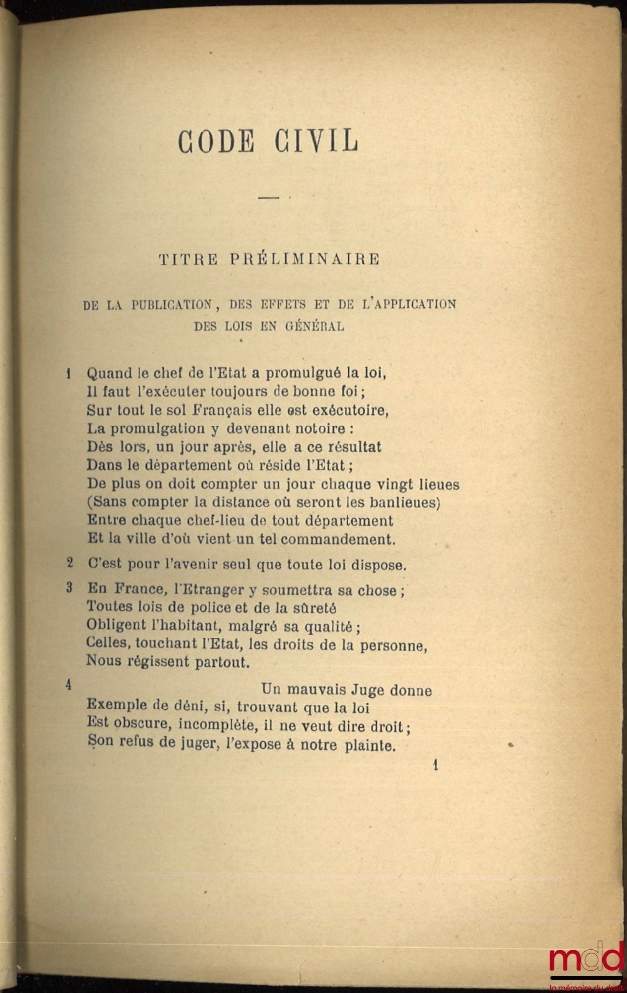 [Civil Code], PONS-EUZIÈRES (Amédée) – CIVIL CODE IN FRENCH VERSE