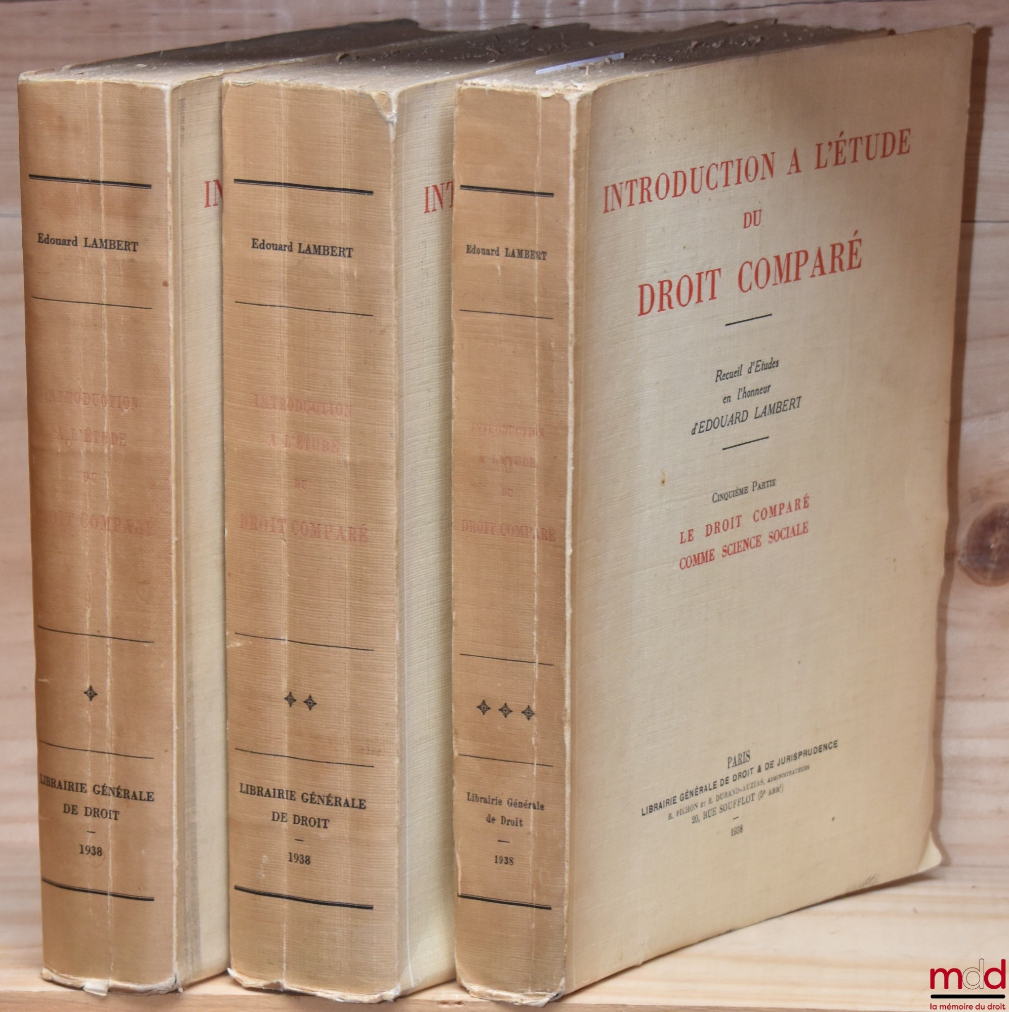 [Lambert (Édouard) Miscellany] – INTRODUCTION TO THE STUDY OF COMPARATIVE LAW, Collection of studies in honor of Édouard Lambert