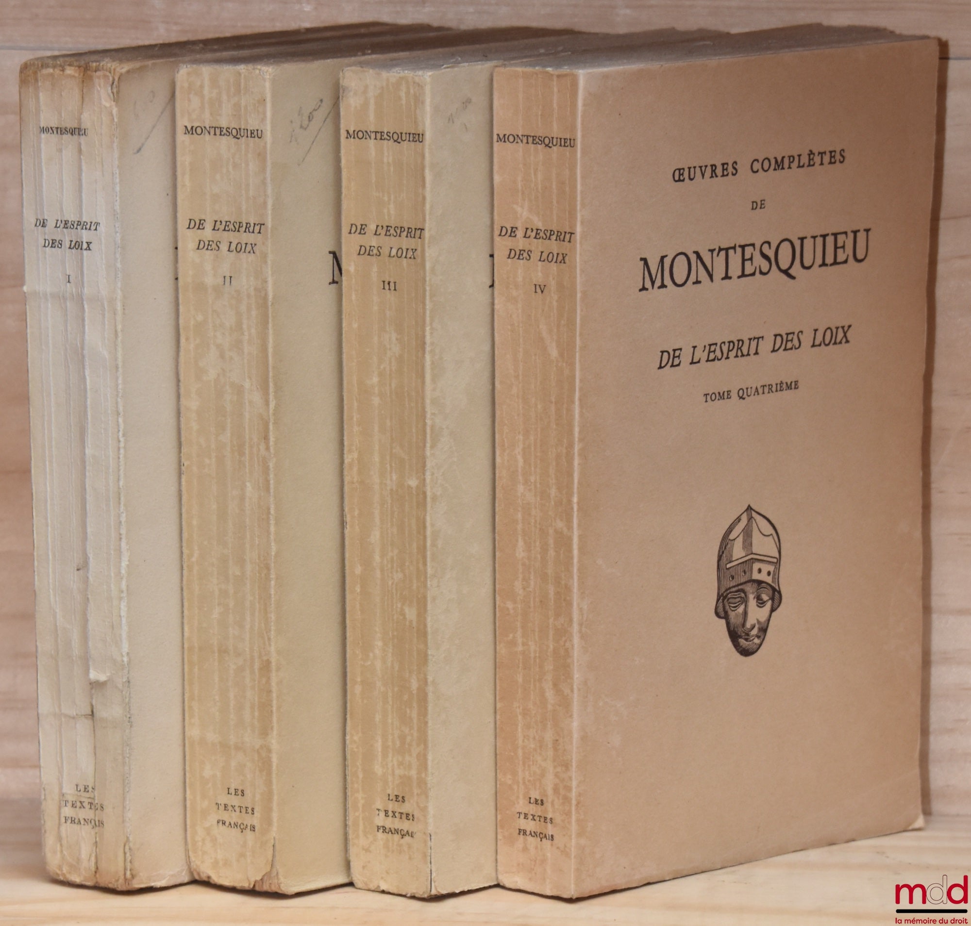 [Montesquieu], BRÈTHE DE LA GRESSAYE (Jean) – MONTESQUIEU, THE SPIRIT OF THE LAWS. Texts established and presented by J. Brethe de la Gressaye, coll. Les textes français: Volume One: Books I-IX (1950); Volume Two: Books IX-XVIII (1955); Volume Three