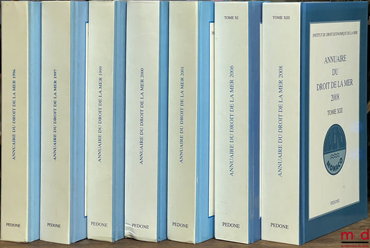 [Collective] – YEARBOOK OF THE LAW OF THE SEA, Institute of Economic Law of the Sea: 1996, vol. I (642 p.); 1997, vol. II (747 p.); 1999, vol. IV (744 p.); 2000, vol. V (740 p.); 2001, vol. VI (720 p.); 2006, vol. XI (783 p.); 2008, vol. XIII (844 p.)