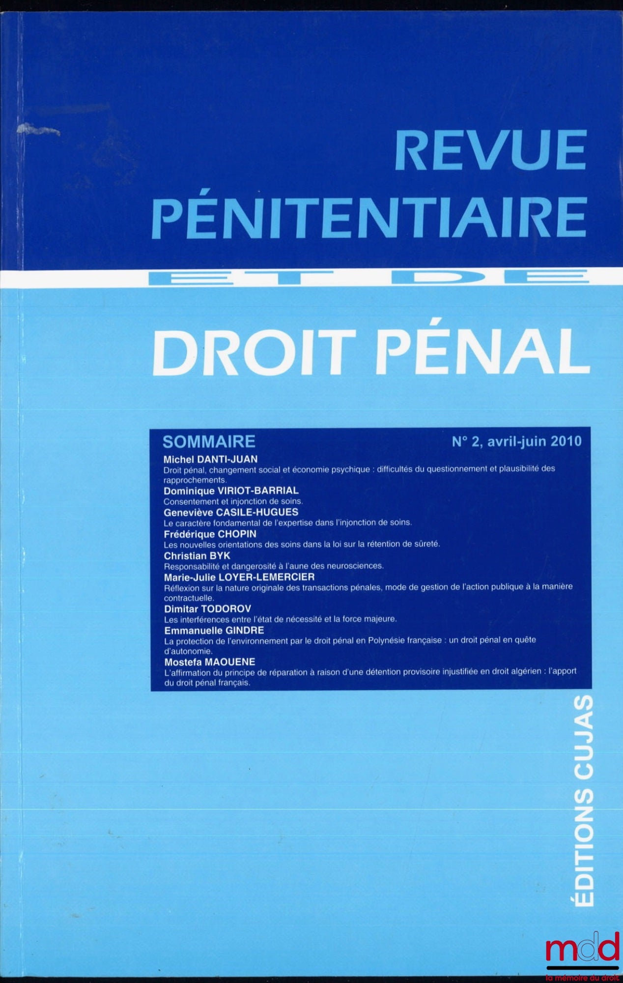 Penitentiary and Criminal Law Review, No. 2, April-June 2010