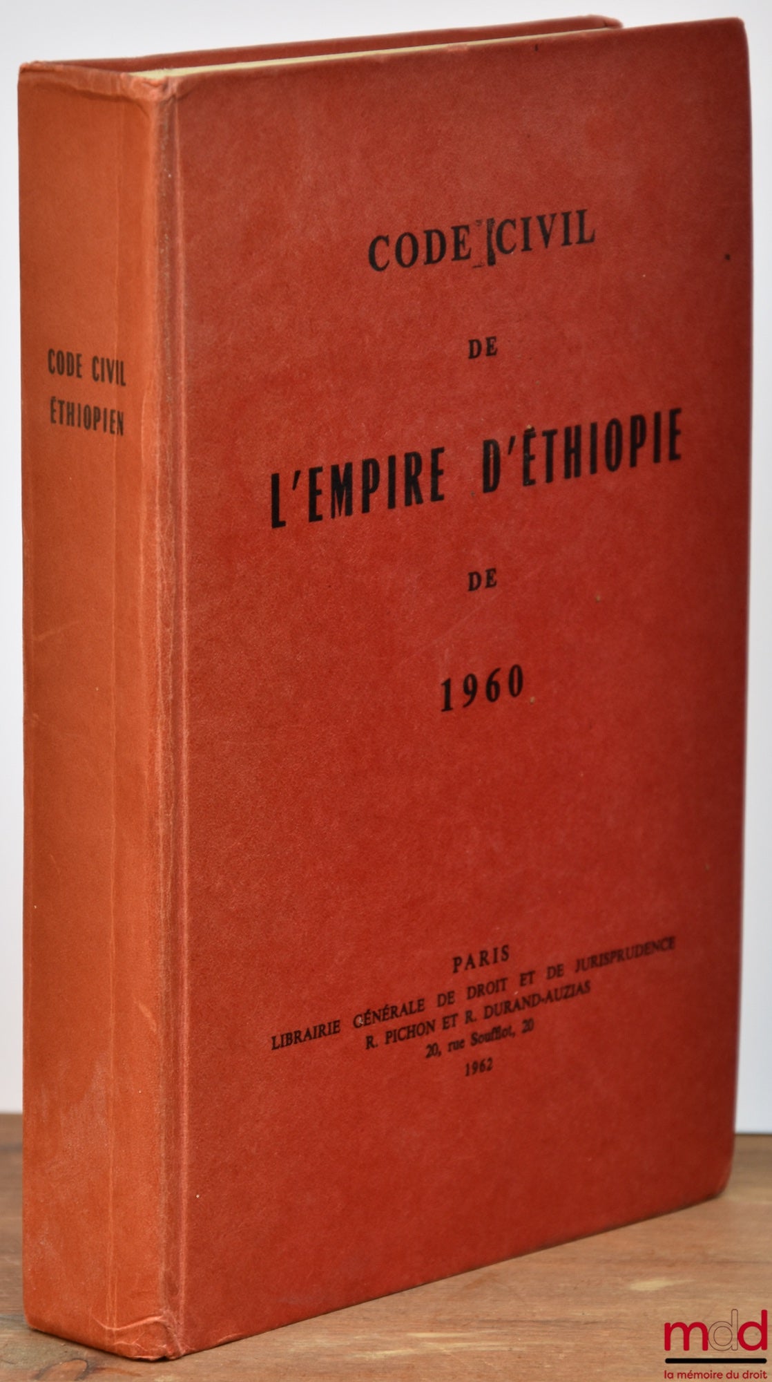 CIVIL CODE OF THE ETHOPIAN EMPIRE OF 1960, French Edition, With an introductory note by René David