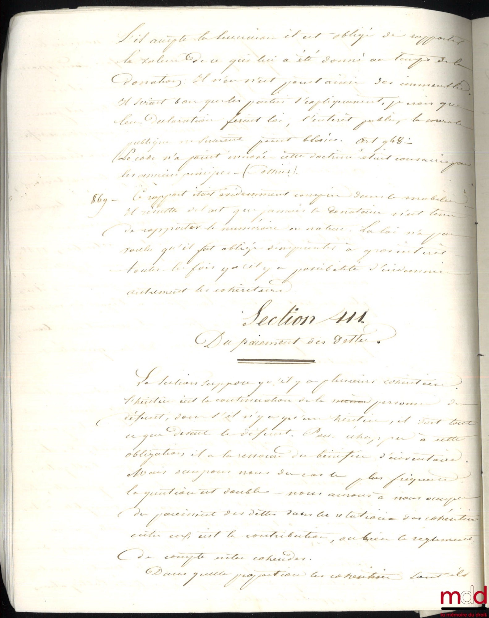 [Manuscrit], Anonyme – NOTES PRISES AU COURS DE M. BUGNET, PROFESSEUR À LA FACULTÉ DE PARIS EN 1842