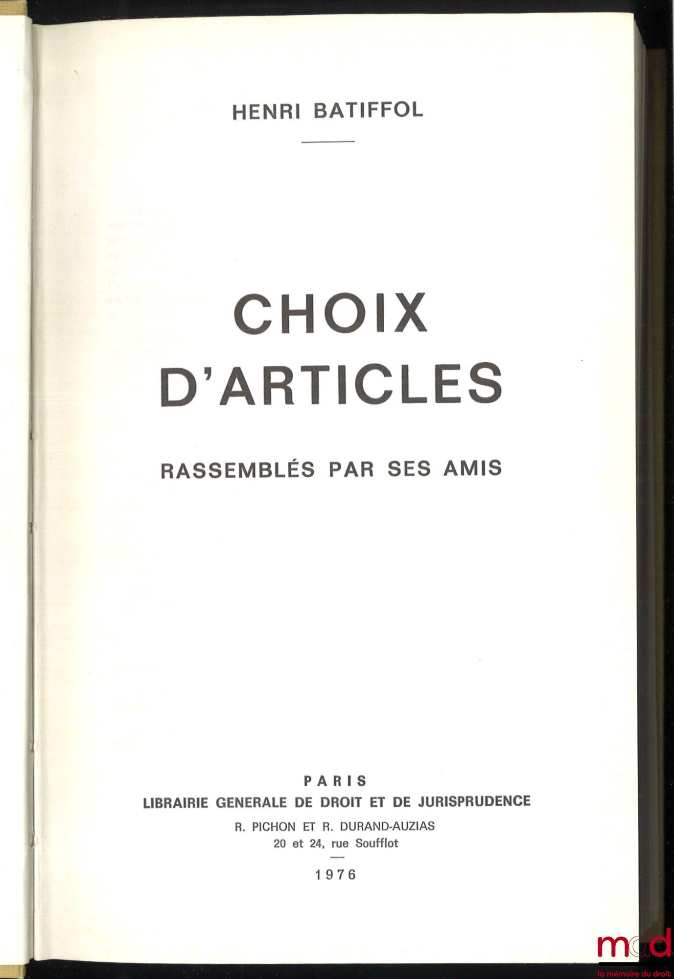[Collection of texts], BATIFFOL (Henri) – SELECTION OF ARTICLES COLLECTED BY HIS FRIENDS