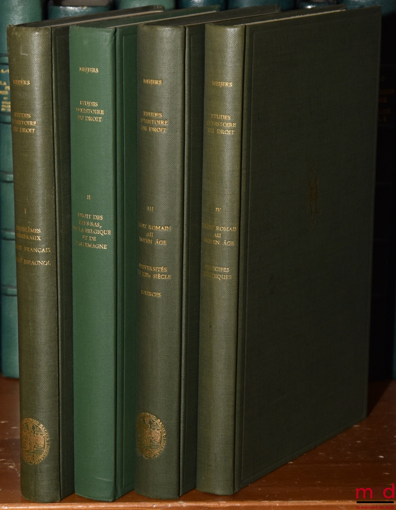 MEIJERS (Eduard Maurits) – STUDIES IN LEGAL HISTORY published under the direction of R. Feenstra and HFWD Fischer; vol. I: GENERAL PROBLEMS IN THE LEGAL HISTORY OF WESTERN EUROPE. HISTORY OF FRENCH LAW. HISTORY OF SPANISH LAW; vol. II: HIS