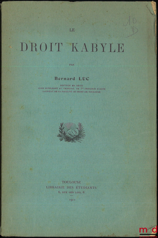LUC (Bernard) – KABYLE LAW
