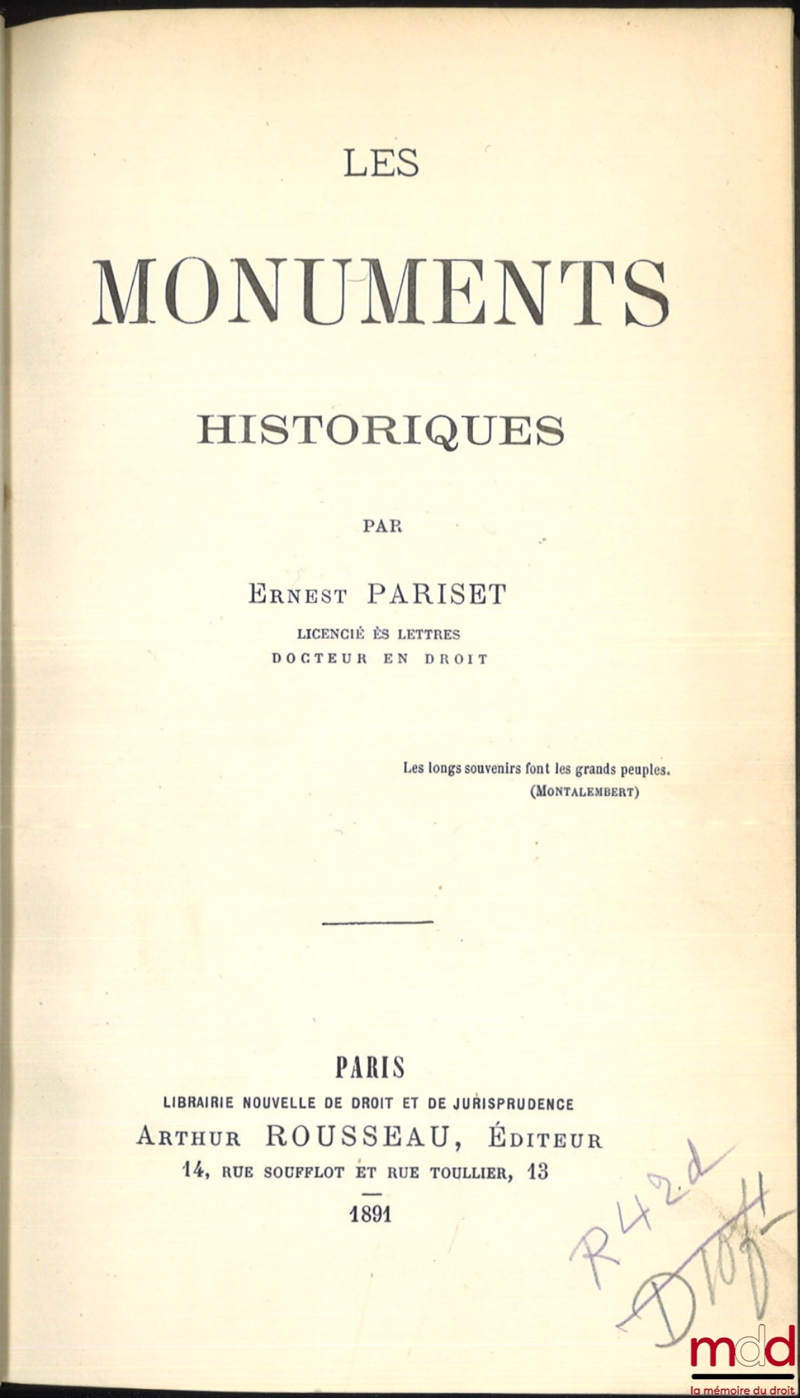 PARISET (Ernest) – HISTORICAL MONUMENTS