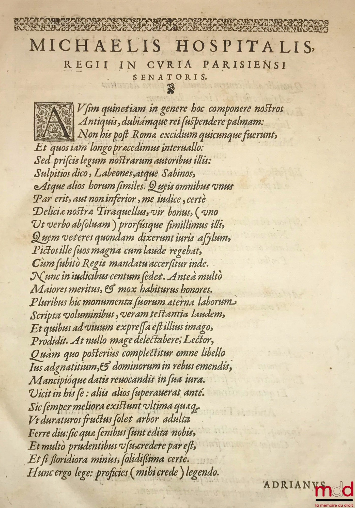 TIRAQUELLI (Andreæ) [TIRAQUEAU (André)] – REGII IN CURIA PARISIENSI SENATORIS. t. I: DIGNISSIMI, OPERA OMNIA, Quæ hactenus extant, Septem Tomis distincta: quorum hic Primus continet libros, DE NOBILITATE, ET IURE PRIMIGENIORUM, IAM DENVO RECUSA, ET A PL
