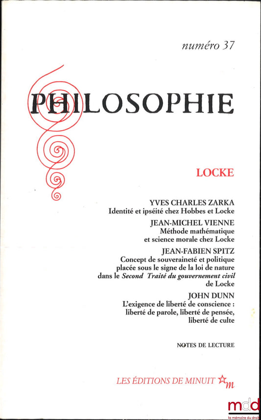 [Locke] – PHILOSOPHY. LOCKE, quarterly review no. 37, winter 1993