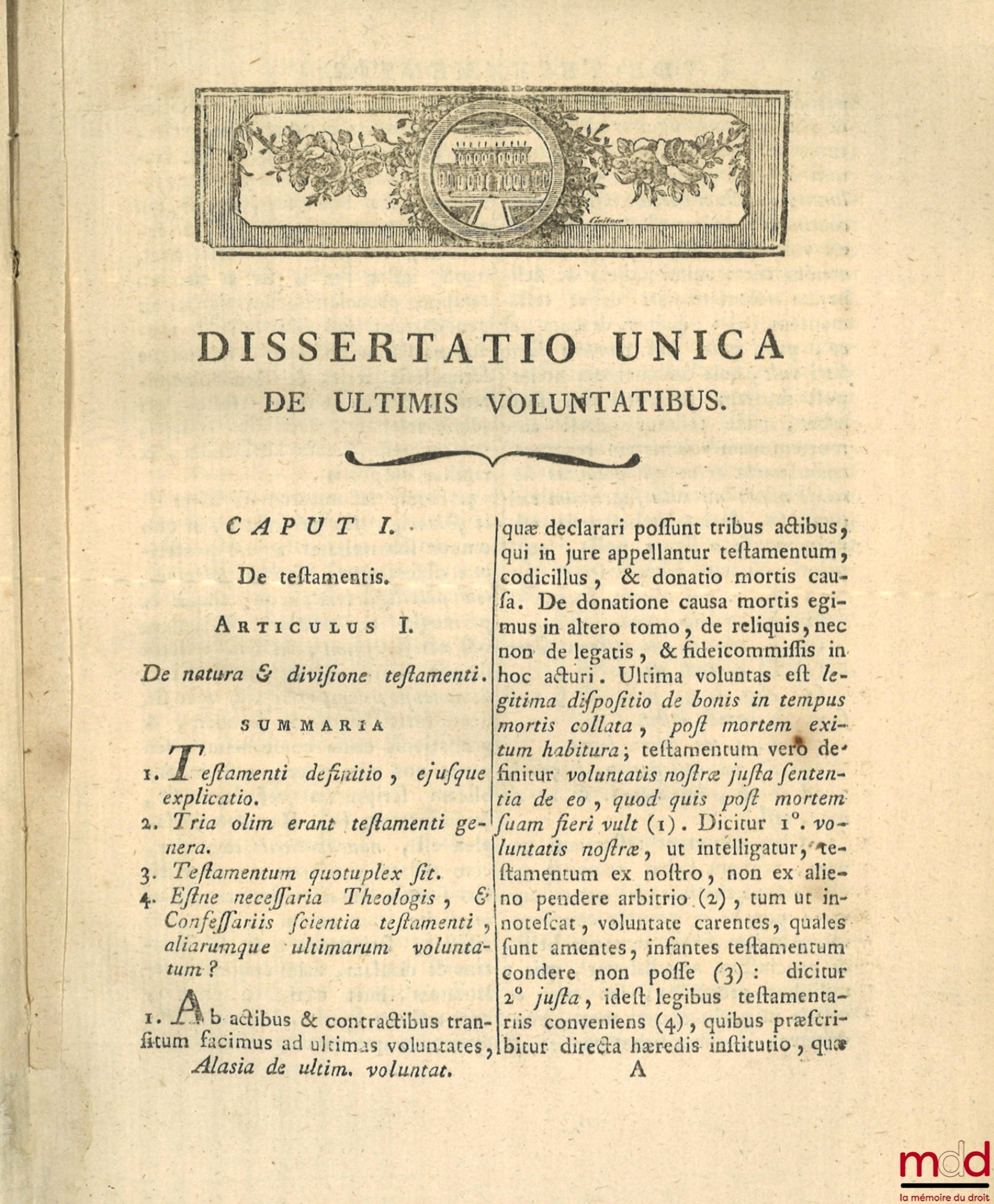[ALASIA (Giuseppe Antonio)] – COMMENTARIUS DE ULTIMIS VOLUNTATIBUS AD EMINENTISSIMUM D. D. VICTORIUM CAJETANUM S. R. E. PRESBYTERUM CARDINALEM COSTA ARCHIEPISCOPUM TAURINENSEM ET MAGNUM S. R. M. ELEEMOSYNARIUM.