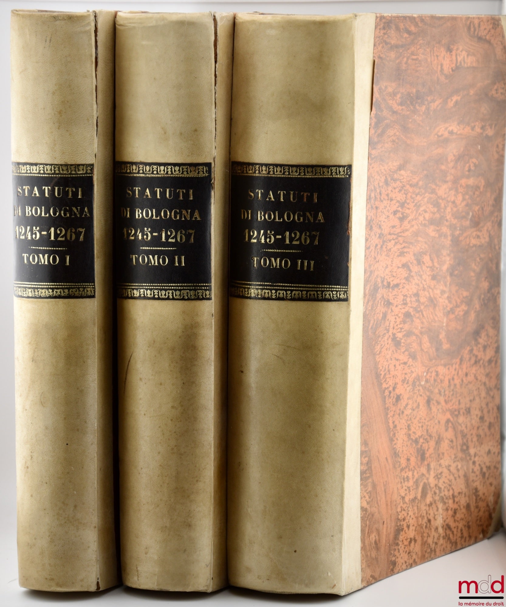 FRATI (Luigi) – STATUTI DE BOLOGNA DALL' ANNO 1245 ALL' ANNO 1267, coll. DEI MONUMENTI ISTORICI PERTINENTI ALLE PROVINCIE DELLA ROMAGNA, SERIE PRIMA: STATUTI, [reprint of STATUTA POPULI BONONIAE]