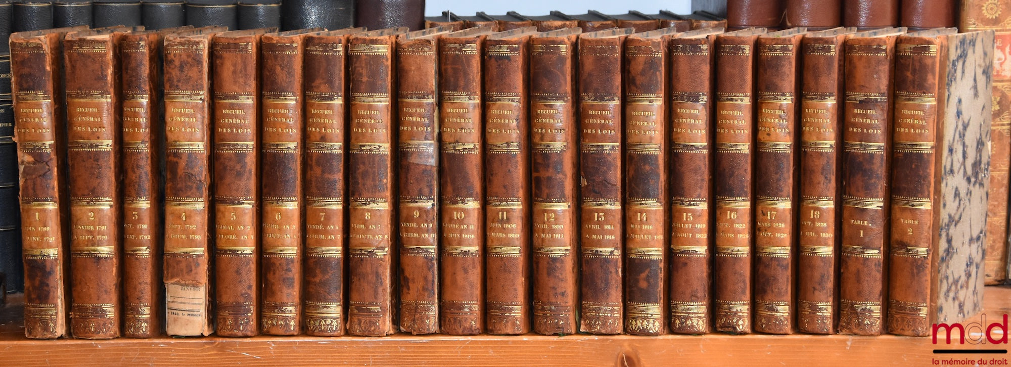 [BARROT (Odilon), VATIMESNIL, YMBERT] – ANNOTATED GENERAL COLLECTION OF LAWS, DECREES, ORDINANCES, ETC., ETC., from June 1789 to August 1830; with notes by Messrs. Odilon Barrot, Vatimesnil, YMBERT; published by the editors of the Official Journal
