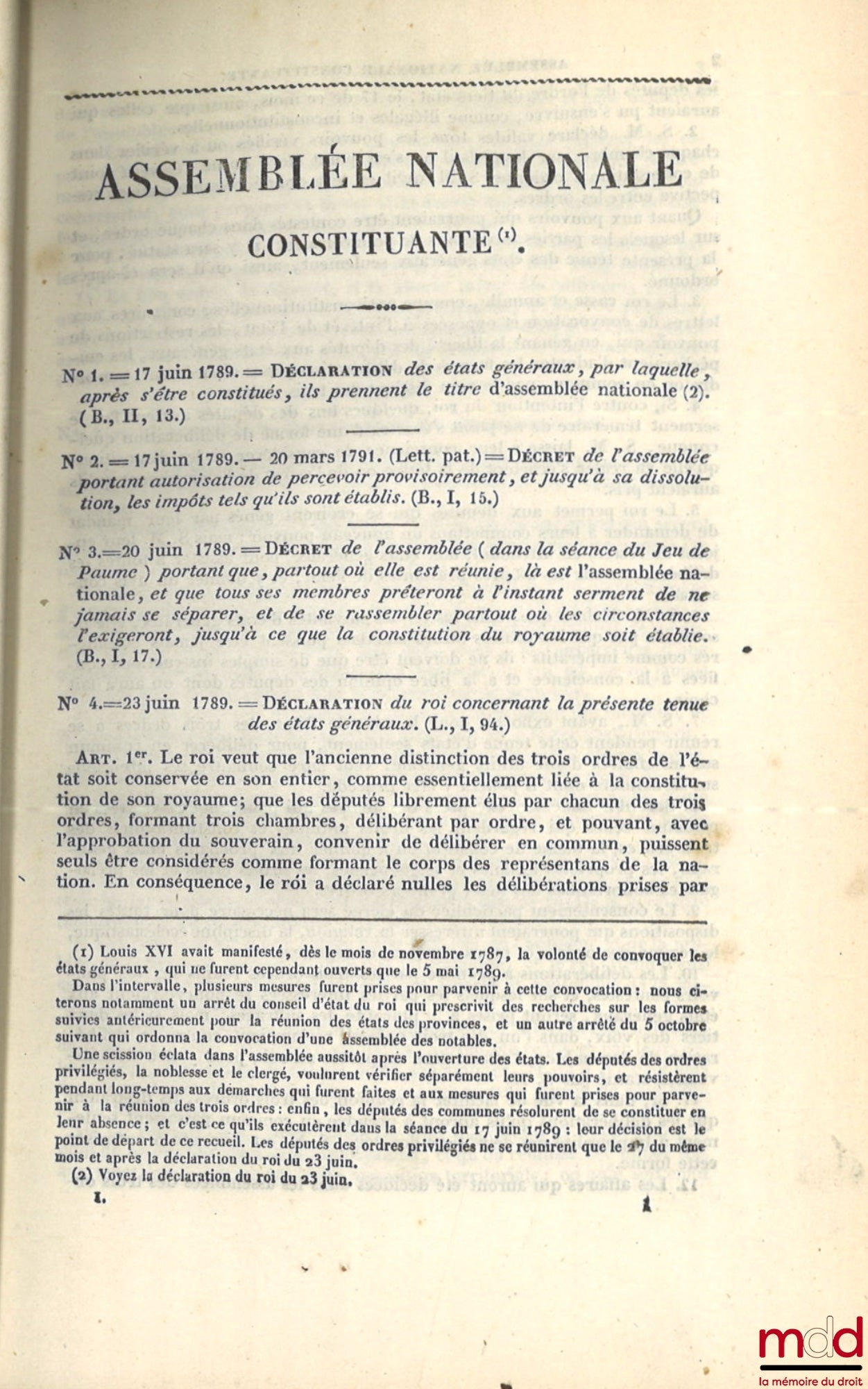 [BARROT (Odilon), VATIMESNIL, YMBERT] – ANNOTATED GENERAL COLLECTION OF LAWS, DECREES, ORDINANCES, ETC., ETC., from June 1789 to August 1830; with notes by Messrs. Odilon Barrot, Vatimesnil, YMBERT; published by the editors of the Official Journal
