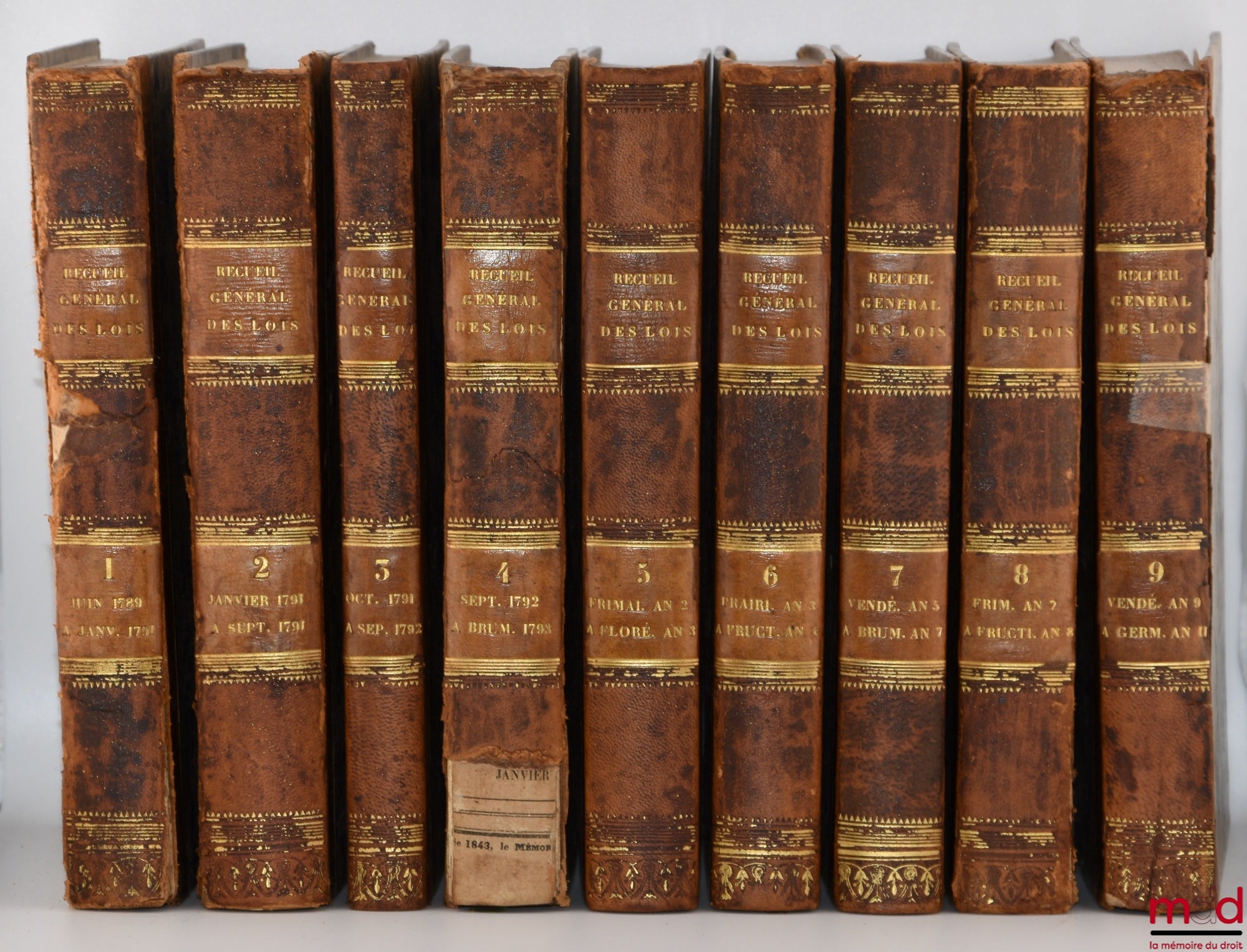 [BARROT (Odilon), VATIMESNIL, YMBERT] – ANNOTATED GENERAL COLLECTION OF LAWS, DECREES, ORDINANCES, ETC., ETC., from June 1789 to August 1830; with notes by Messrs. Odilon Barrot, Vatimesnil, YMBERT; published by the editors of the Official Journal