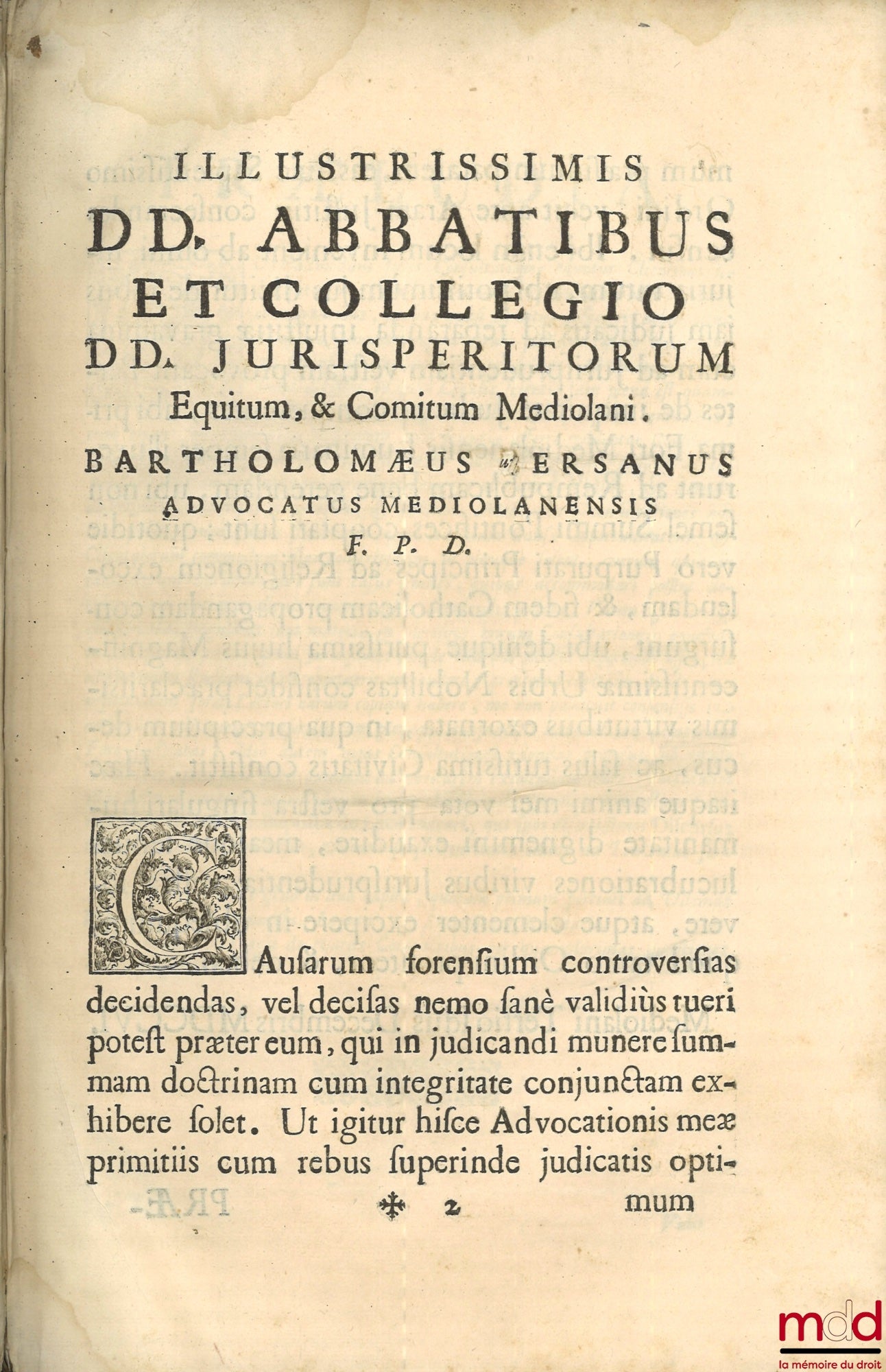 BERSANO (Bartholomæo) [BERSANO (Bartolommeo)] – DE ULTIMIS VOLUNTATIBUS, SUCCESSIONIBUS STATUTARIIS, ET VARIIS CONTRACTIBUS QUESTIONES SINGULARES, Selectæ ex variis Responsis per eumdem Authorem in Foro editis cum Rebus judicatis