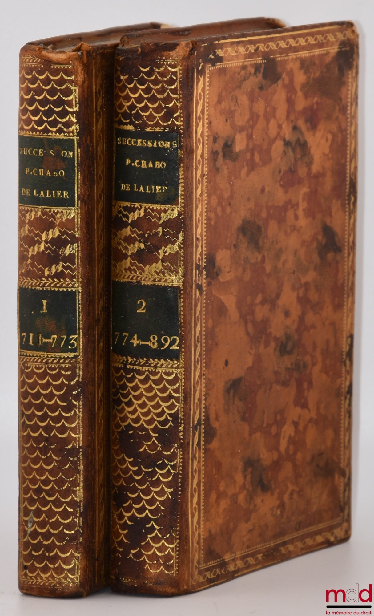 CHABOT (Georges) [known as Chabot de L'Allier] – TABLE OF THE OLD LEGISLATION ON INHERITANCES, AND OF THE NEW LEGISLATION, ESTABLISHED BY THE CIVIL CODE; COMMENTARY ON THE LAW OF 29 GERMINAL YEAR XI, RELATING TO INHERITANCES, Forming Title I of the L