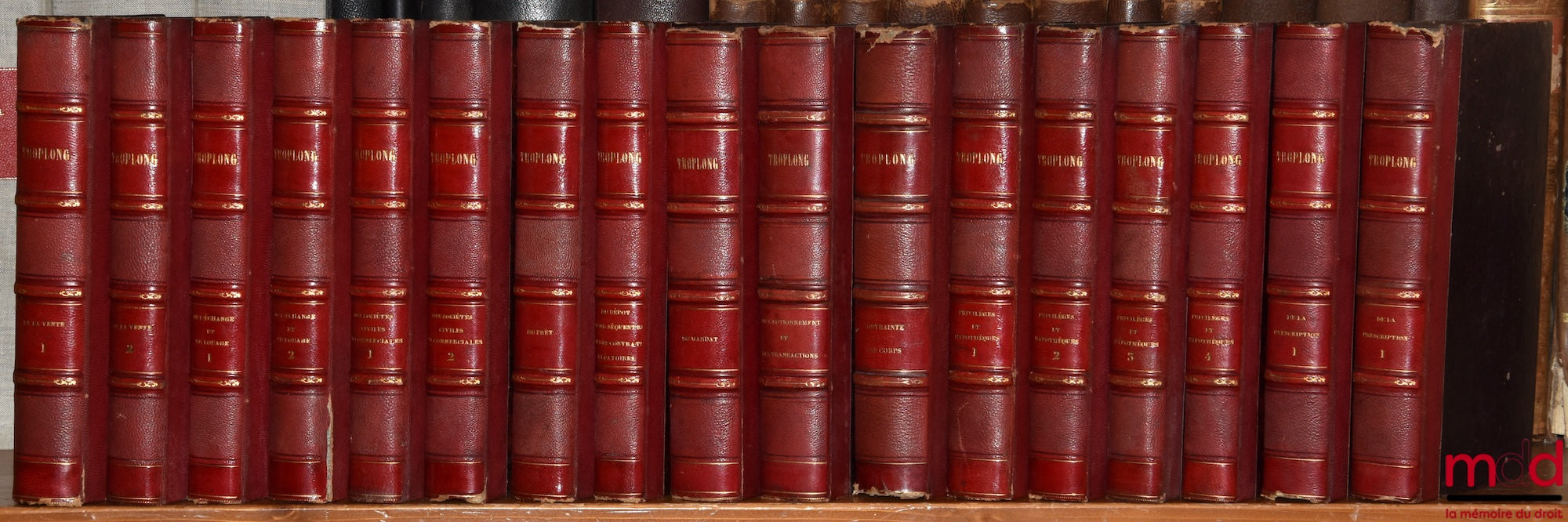 TROPLONG (Raymond-Théodore) – LE DROIT CIVIL EXPLIQUÉ SUIVANT L’ORDRE DES ARTICLES DU CODE DEPUIS ET Y COMPRIS LE TITRE DE LA VENTE, Ouvrage qui fait suite à celui de M. Toullier, mais dans lequel on a adopté la forme plus commode du commentaire : - DE LA