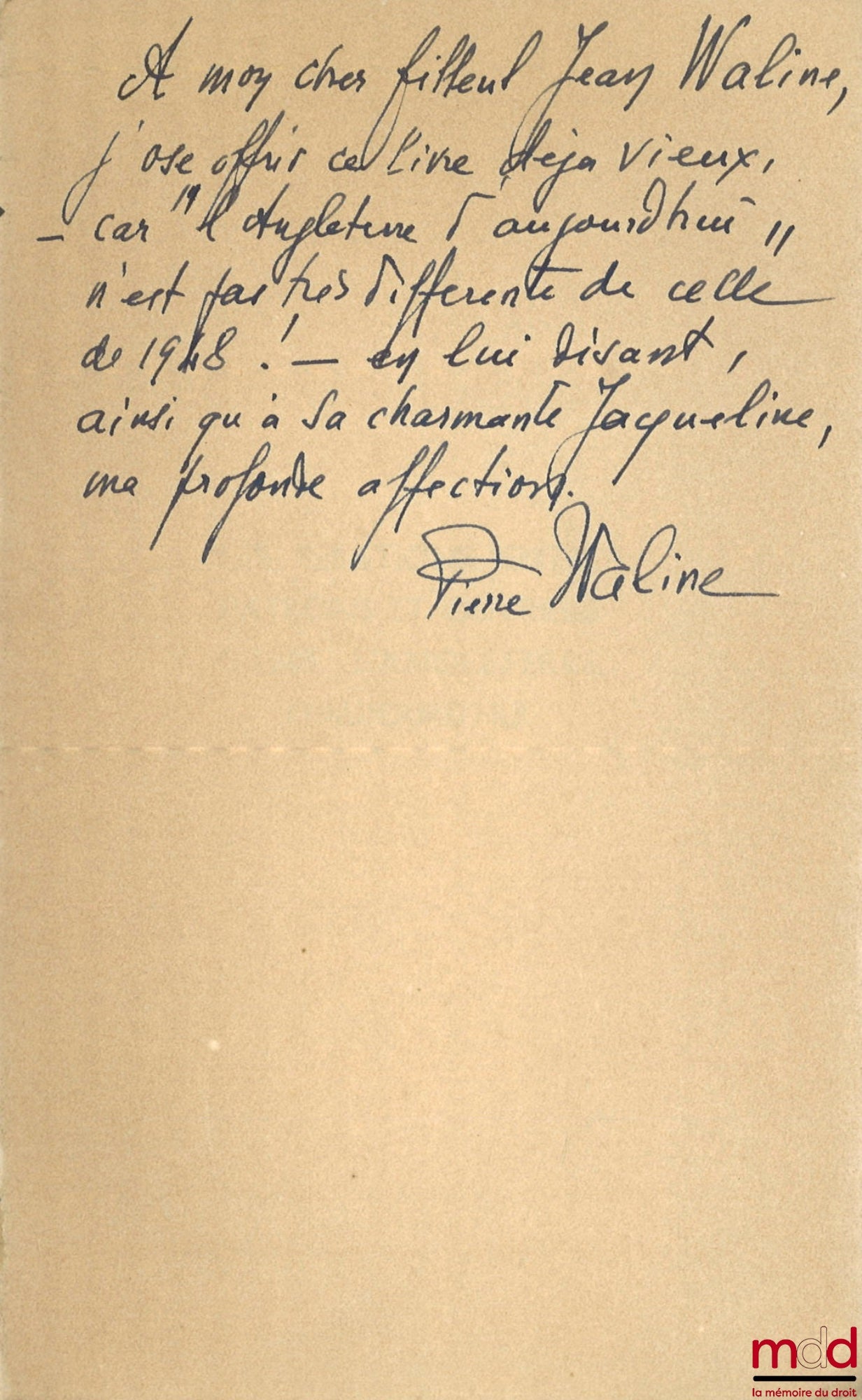 WALINE (Pierre) – RELATIONS BETWEEN EMPLOYERS AND WORKERS IN MODERN ENGLAND, Preface by André Siegfried, Library of Political and Social Sciences