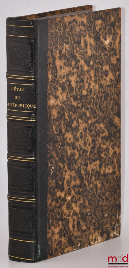 PLATON – L’ÉTAT ET LA RÉPUBLIQUE DE PLATON, Traduction de Grou, Revue et corrigée sur le texte grec d’Emm. Bekker