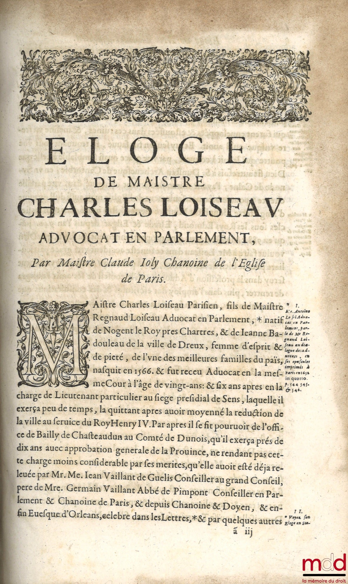 LOYSEAU (Charles) – THE WORKS OF MASTER CHARLES LOYSEAU, Advocate in Parliament, CONTAINING THE FIVE BOOKS ON THE LAW OF OFFICES, TREATISES ON LORDSHIPS, ORDERS & SIMPLE DIGNITIES, EVICTISSANCE & ABANDONMENT BY MORTGAGE, AND THE GUARANTEE OF