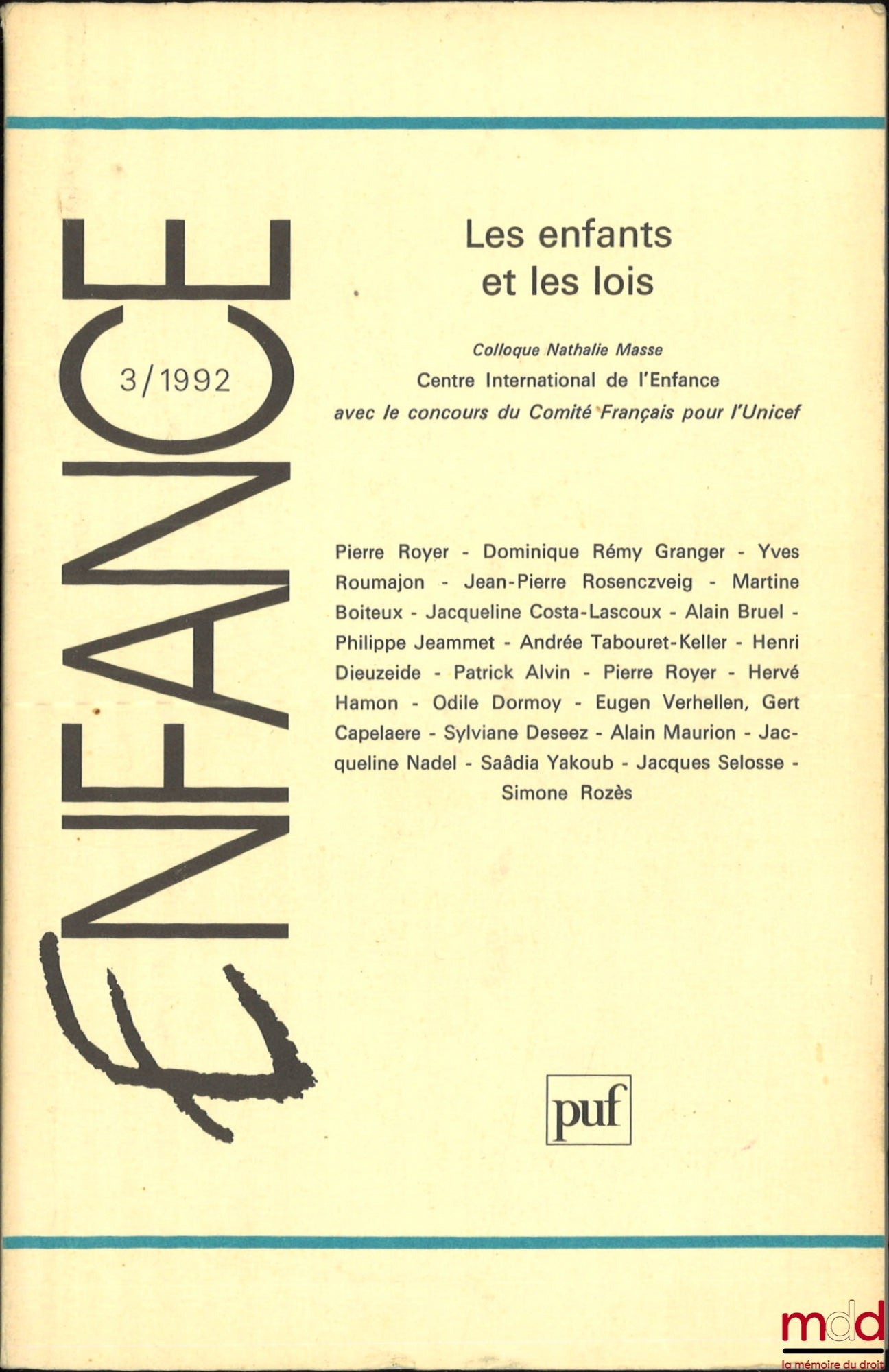 [Review] – CHILDREN AND LAWS, Childhood, No. 3, 1992