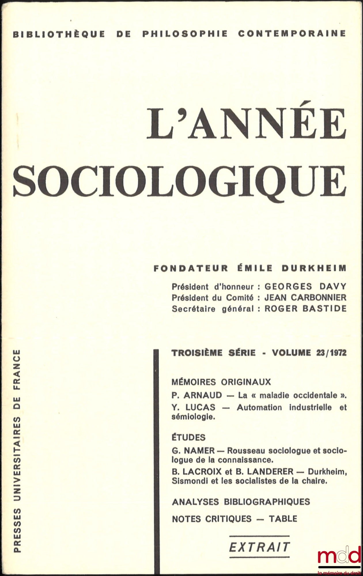 SAYAG (Alain) – POWER IN THE PUBLIC LIMITED COMPANY, Excerpt from L'année sociologique, Third series - vol. 23/1972, Sixth section: Legal and Moral Sociology