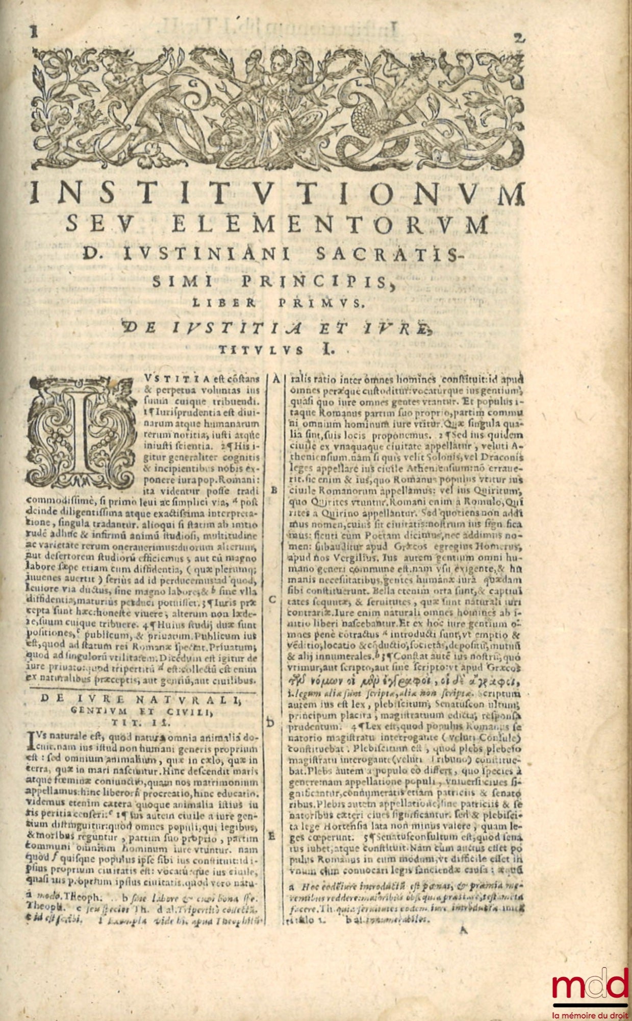 [Corpus juris civilis], GOTHOFREDUS (Dionysio) [GODEFROY (Denis)] – CORPUS JURIS CIVILIS, In quo, vice interpretationis, variæ lectiones, si non omnes, præcipuæ tamen & magisnecessarie adiectæ. Tomus I. Pandectarum seu DIGESTORUM libri quinquaginta. Addit