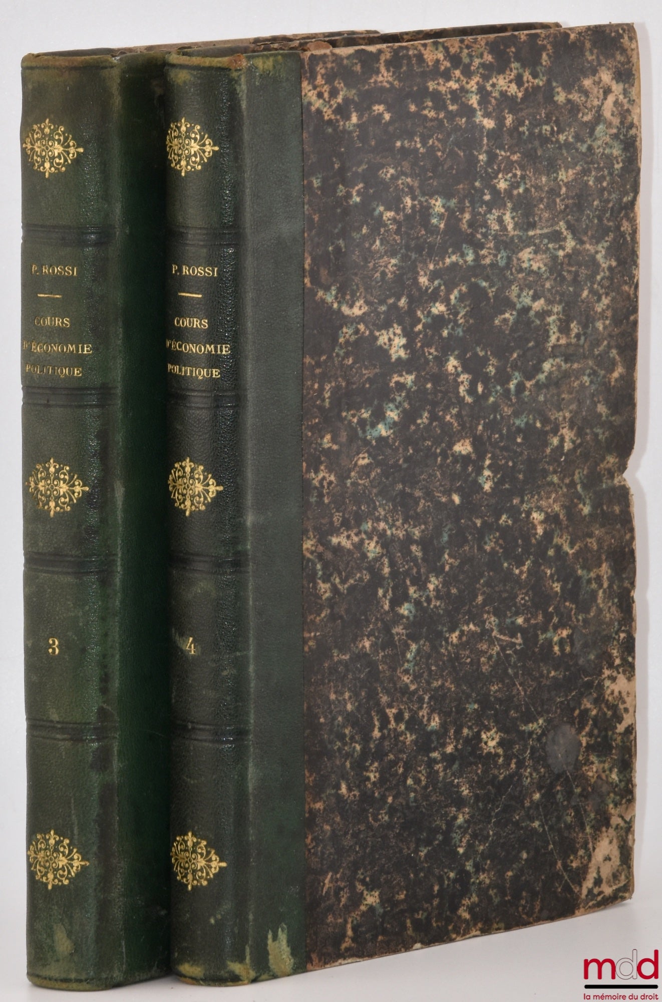 ROSSI (Pellegrino) – COURS D’ÉCONOMIE POLITIQUE, [t. III et IV seul] : t. III : De la distribution de la richesse ; t. IV : Exposé des causes physiques, morales et politiques, qui influent sur la production de la richesse ; Fragments sur l’impôt et sur le