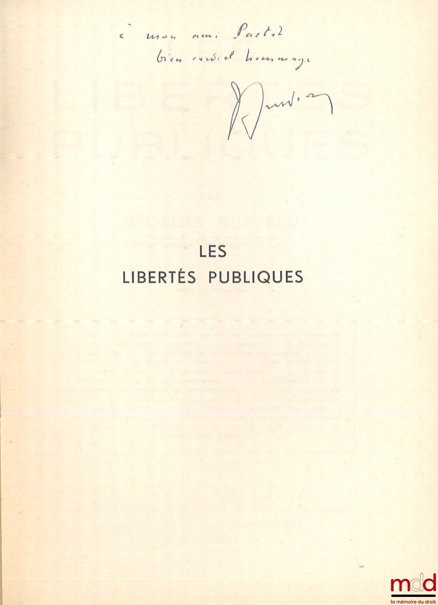 BURDEAU (Georges) – PUBLIC LIBERTIES, 4th ed. revised and expanded
