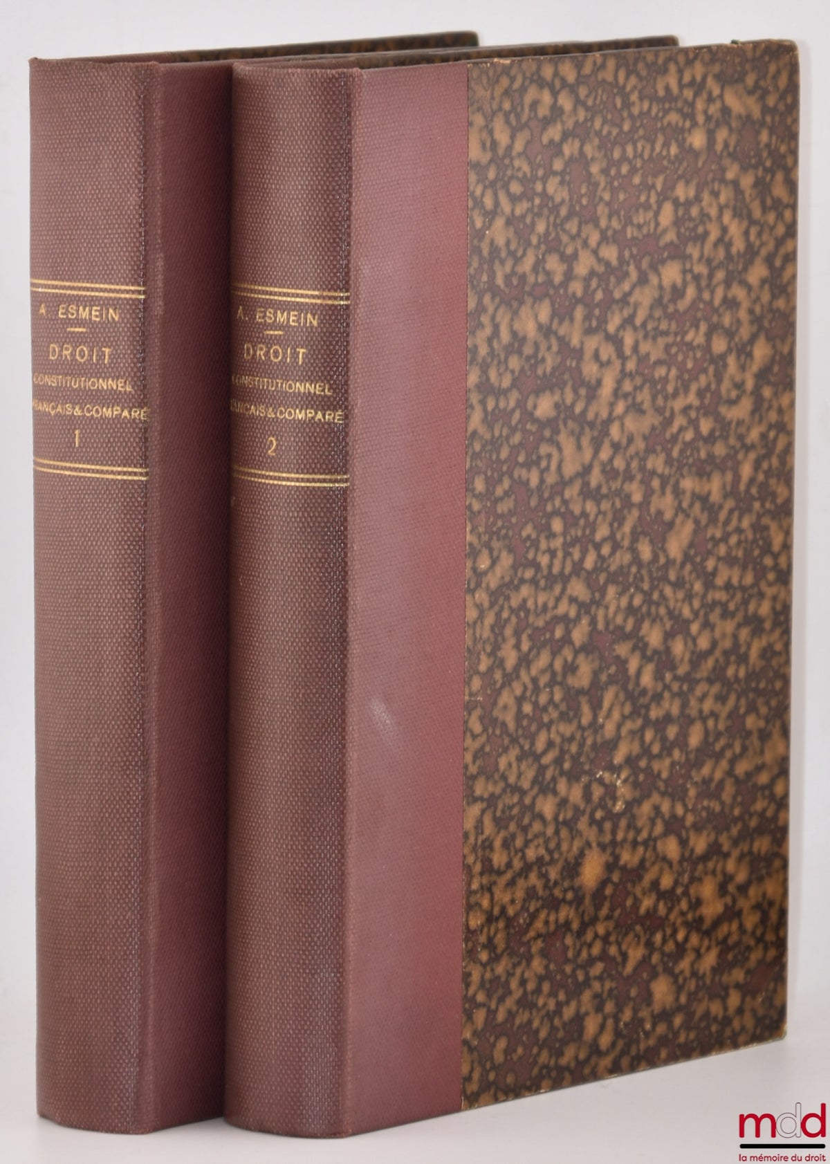 ESMEIN (Adhémar) – ELEMENTS OF FRENCH AND COMPARATIVE CONSTITUTIONAL LAW, 8th ed. revised by Henry Nézard: vol. I: Modern Liberty: Principles and Institutions; vol. II: The Constitutional Law of the French Republic