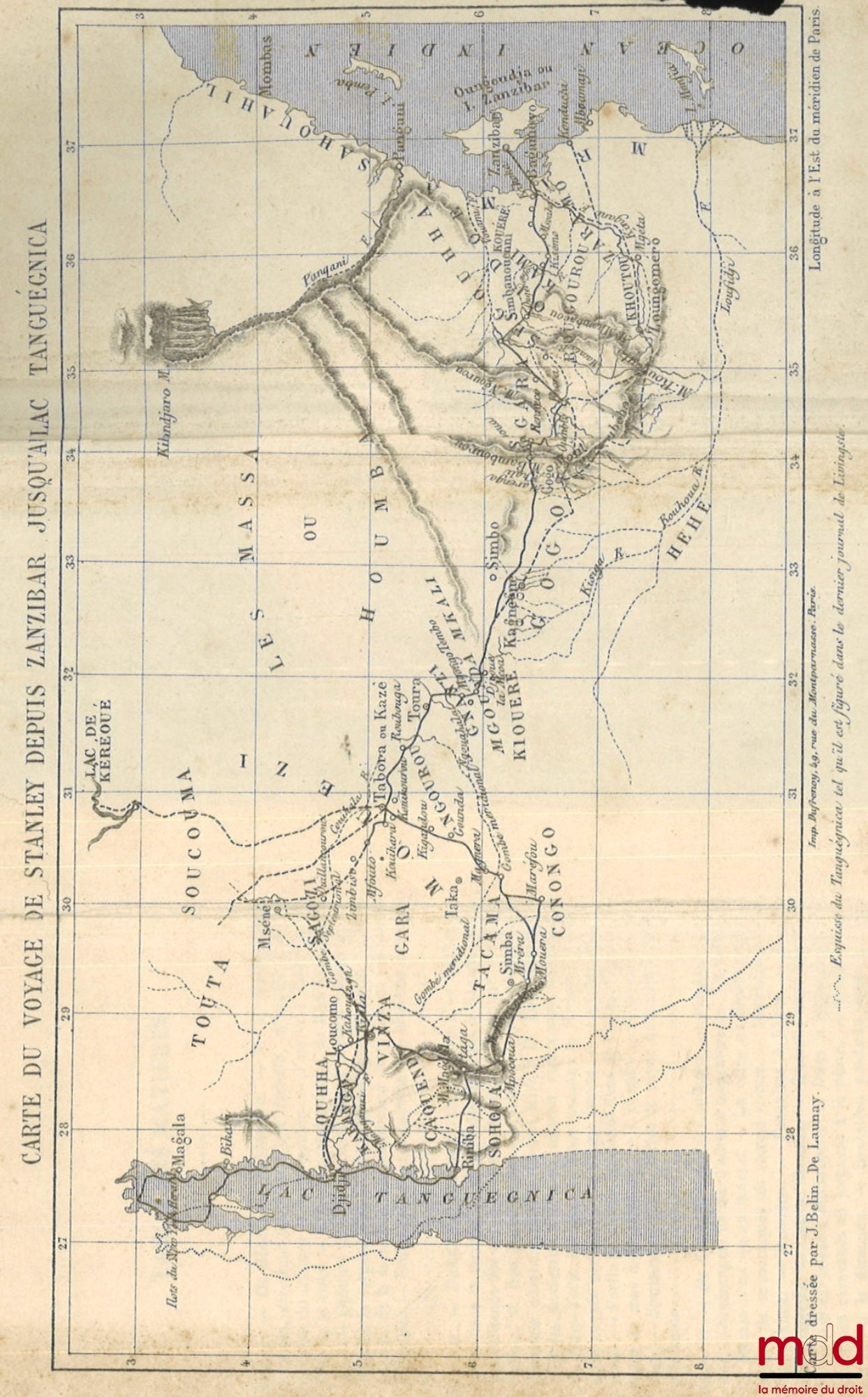 LAUNAY (J. Belin de) – COMMENT J’AI RETROUVÉ LIVINGSTONE, Voyage abrégé d’après la traduction de Mme H. Loreau, Avec 4 gravures et une carte, 6e éd.