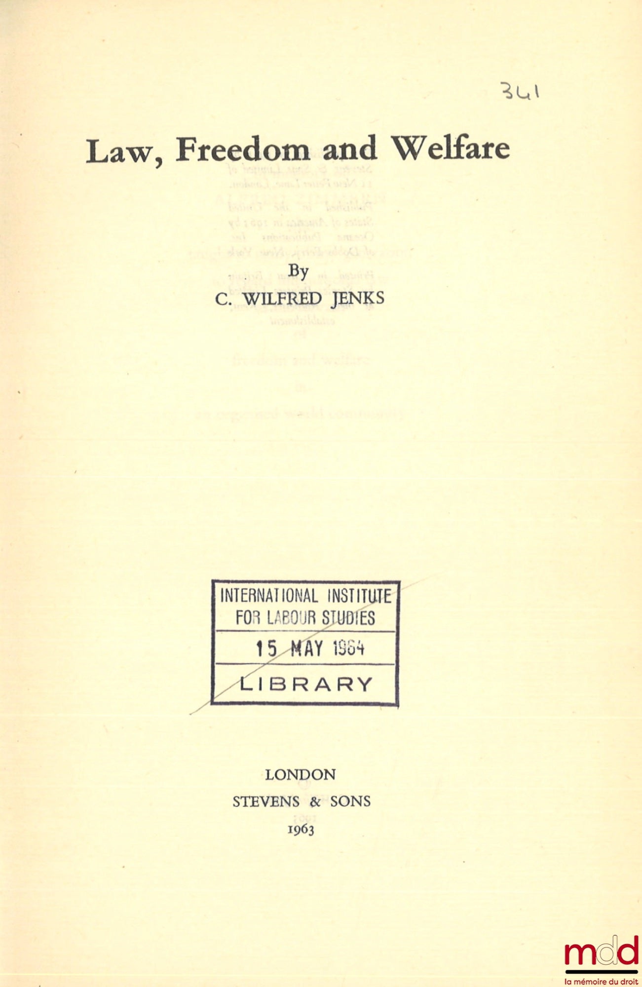 WILFRED JENKS (C.) – LAW, FREEDOM AND WELFARE