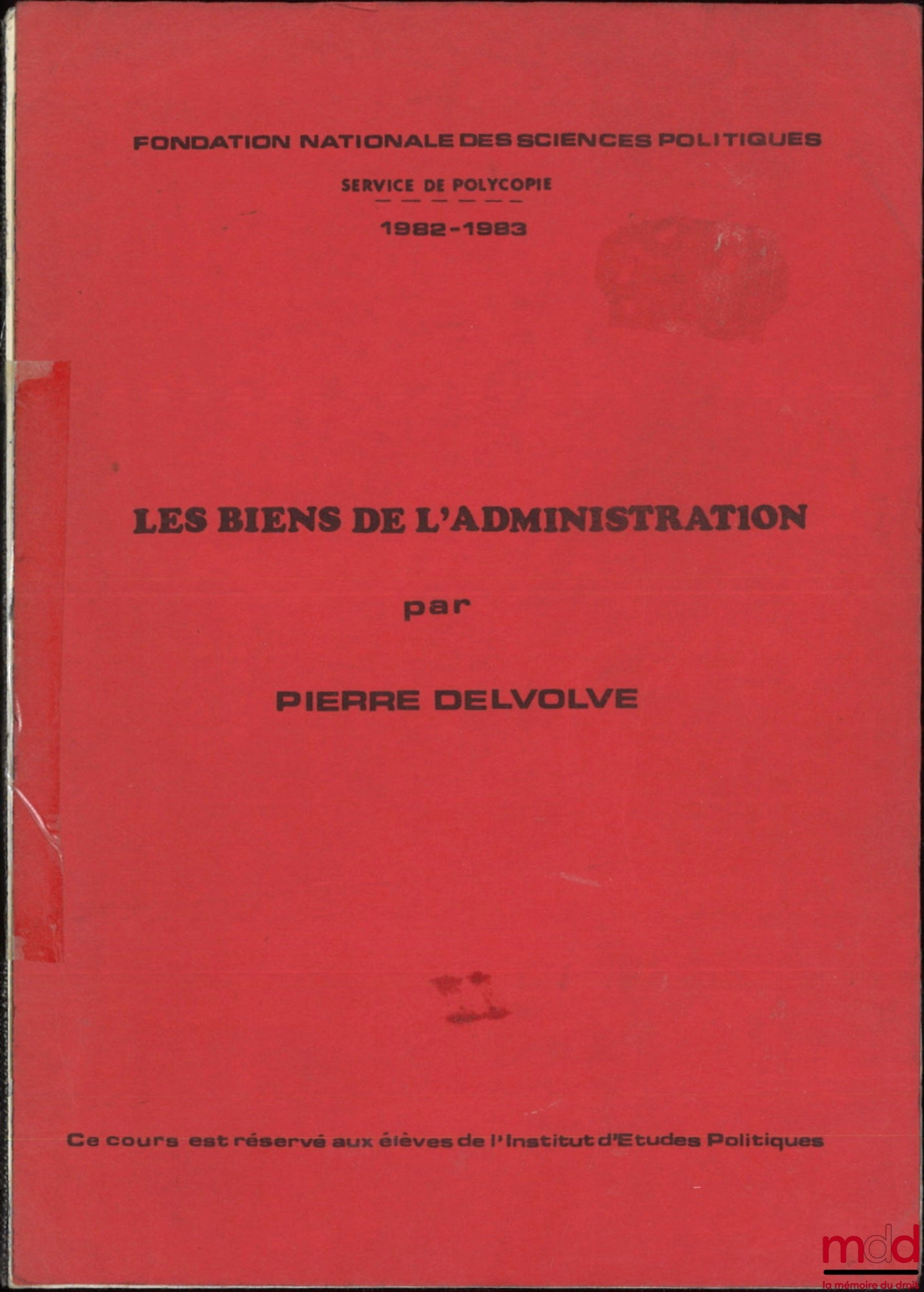 DELVOLVÉ (Pierre) – ADMINISTRATIVE PROPERTY