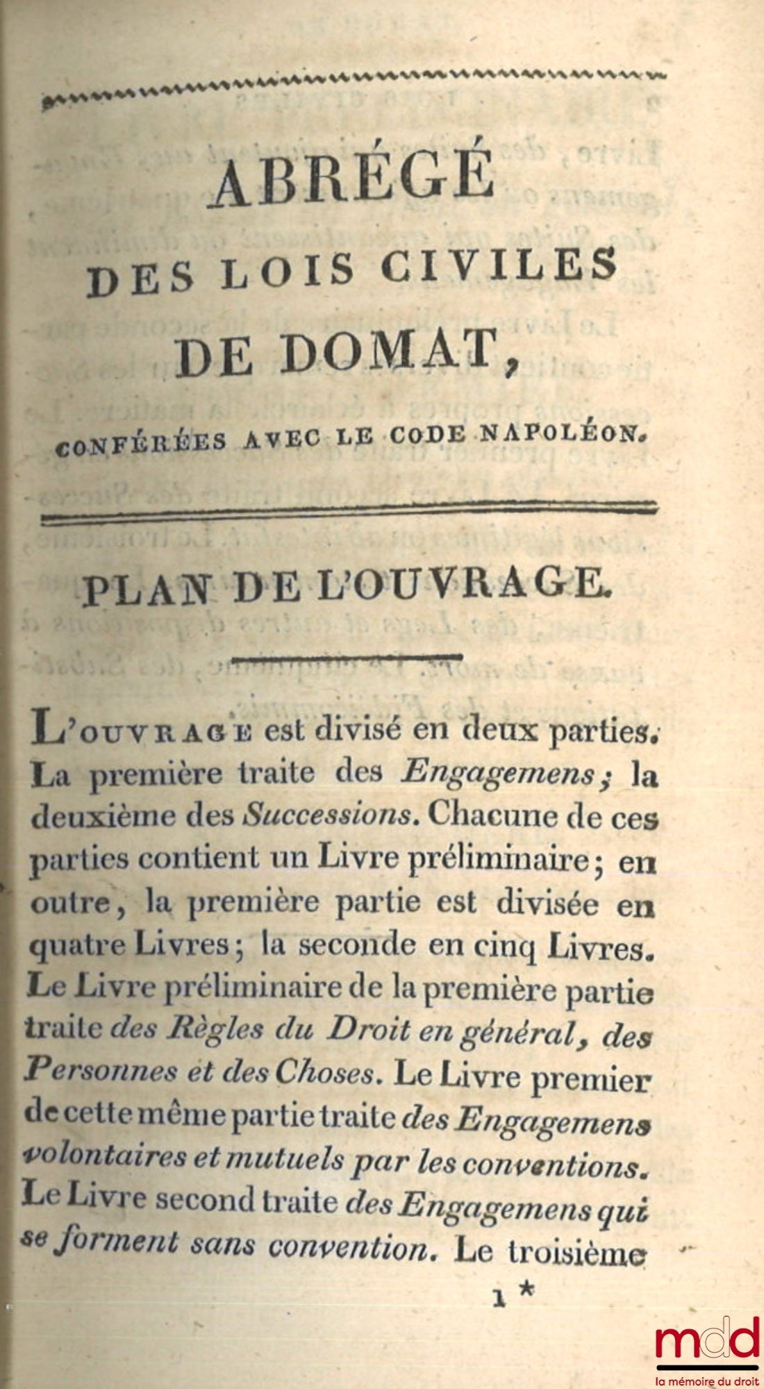 BOUSQUET – ABRÉGÉ DES LOIS CIVILES DE DOMAT, Conférées avec le Code Napoléon