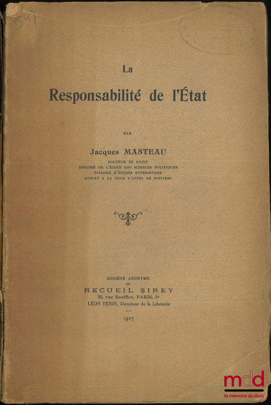 MASTEAU (Jacques) – STATE RESPONSIBILITY