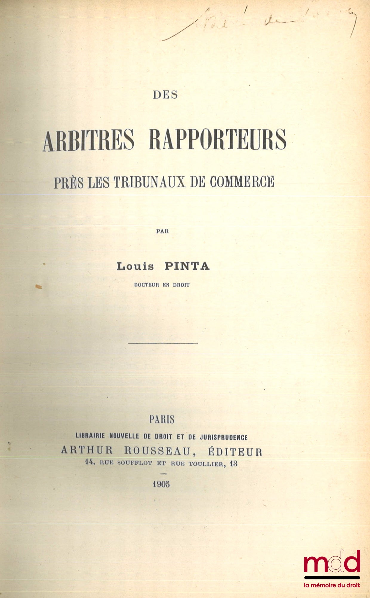 PINTA (Louis) – REPORTING ARBITRATORS AT COMMERCIAL COURTS