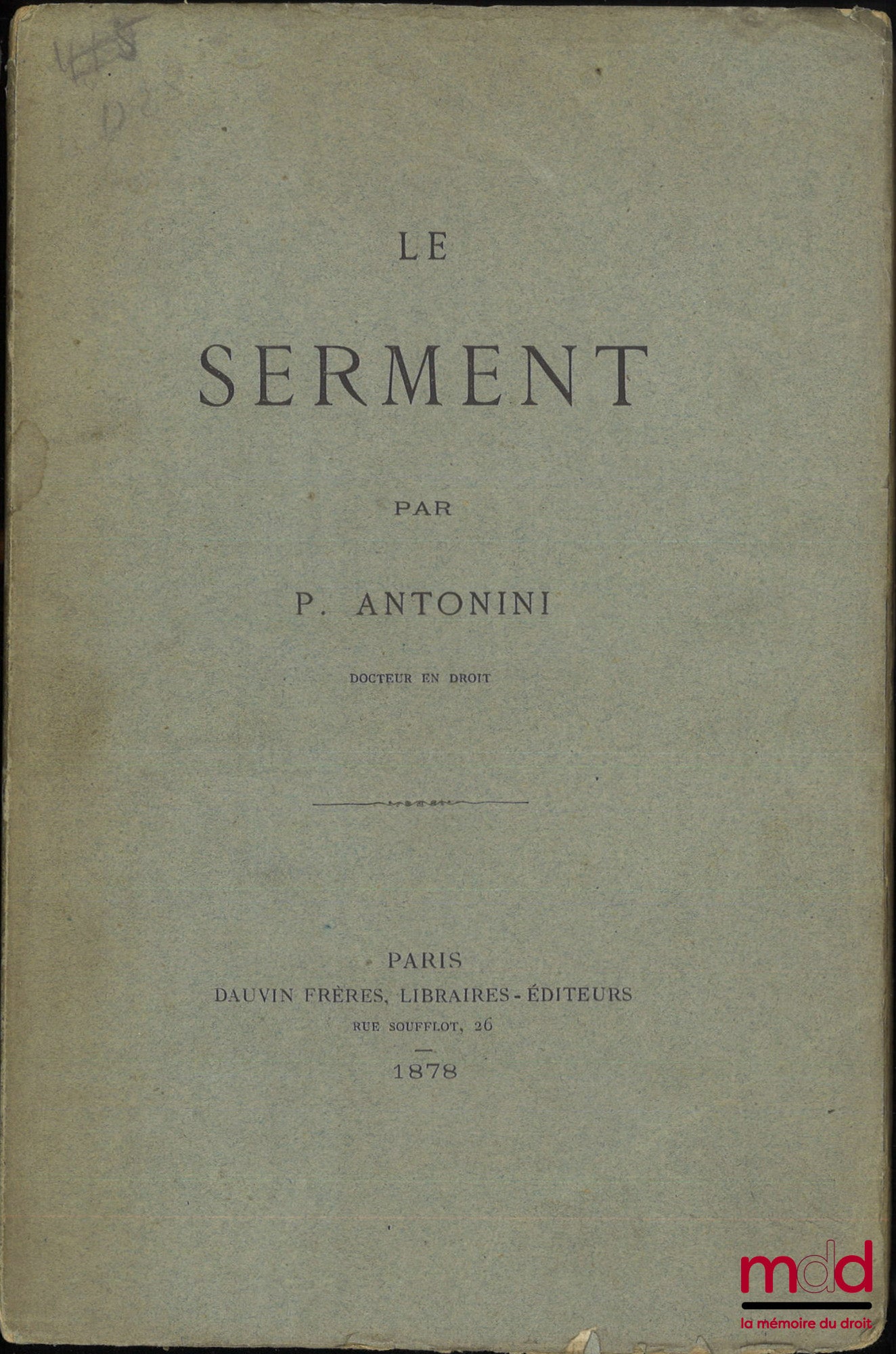 ANTONINI (P.) – THE OATH