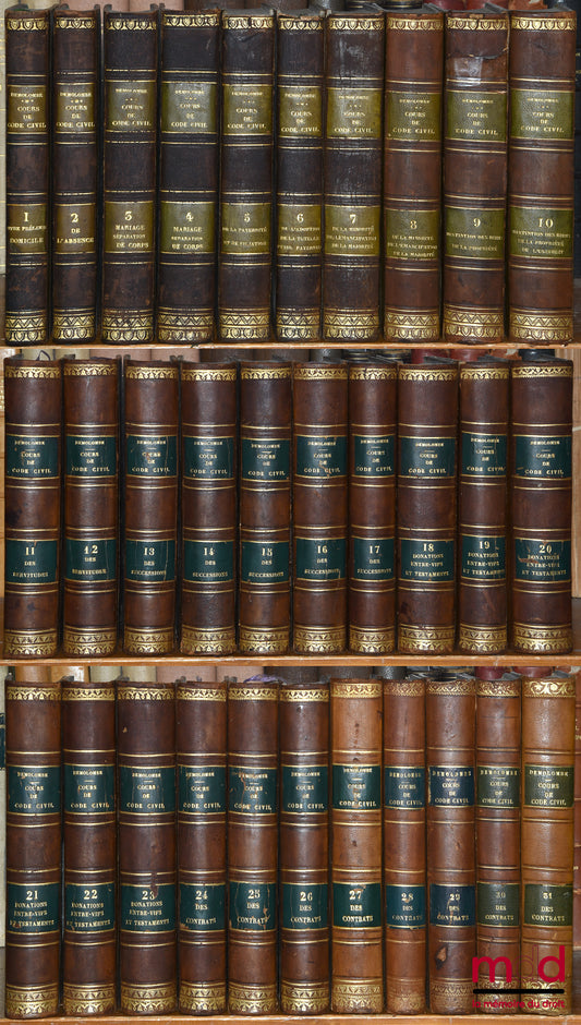 DEMOLOMBE (Charles) &amp; GUILLOUARD (Louis) – COURSE IN NAPOLEONIC CODE, 1st ed.