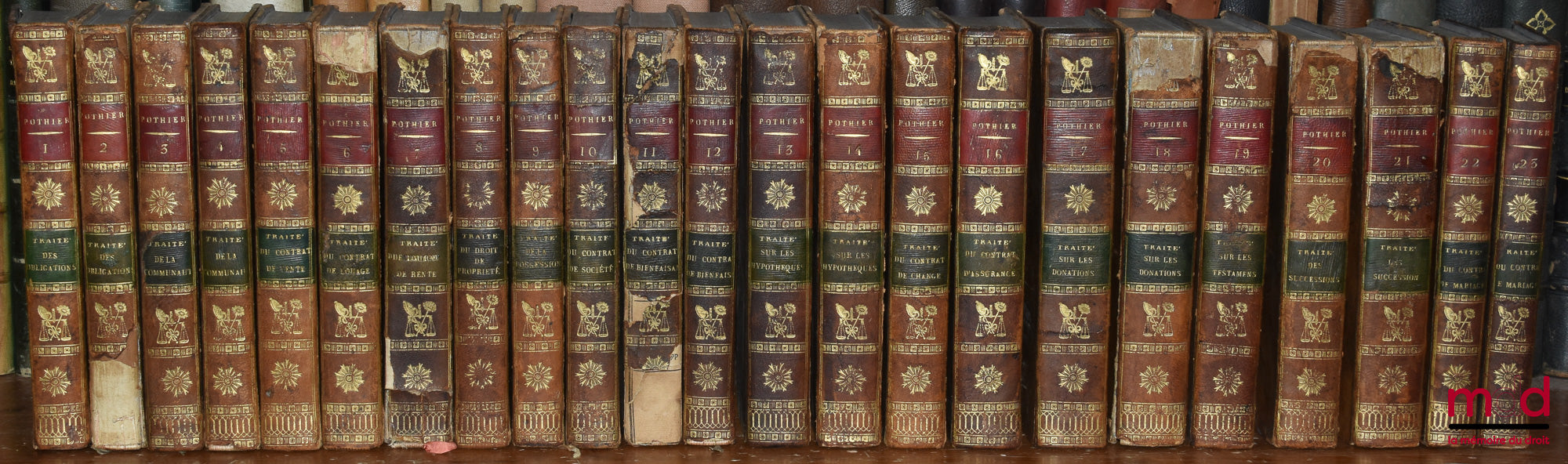 POTHIER (Robert-Joseph) – ŒUVRES COMPLÈTES ET POSTHUMES : t. I & II : Traité des obligations, Nouvelle éd., (1813) ;  t. III & IV : Traité de la communauté auquel on a joint un traité traité de la puissance du mari sur la personne et les biens de sa femme