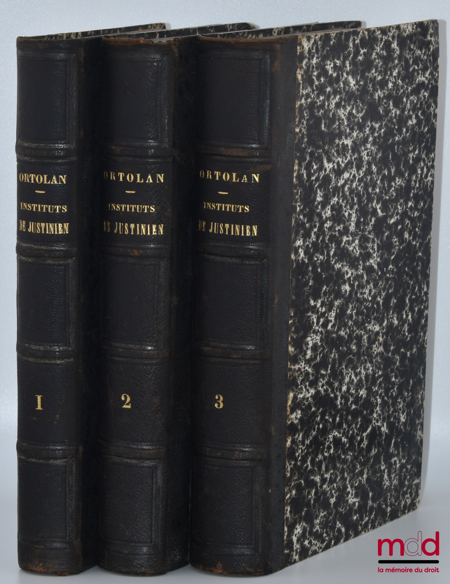 ORTOLAN (Joseph-Louis Elzéar) – HISTORICAL EXPLANATION OF THE INSTITUTES OF EMPEROR JUSTINIAN, With the text, facing translation, explanations under each paragraph, Preceded by a generalization of Roman law, According to ancient texts