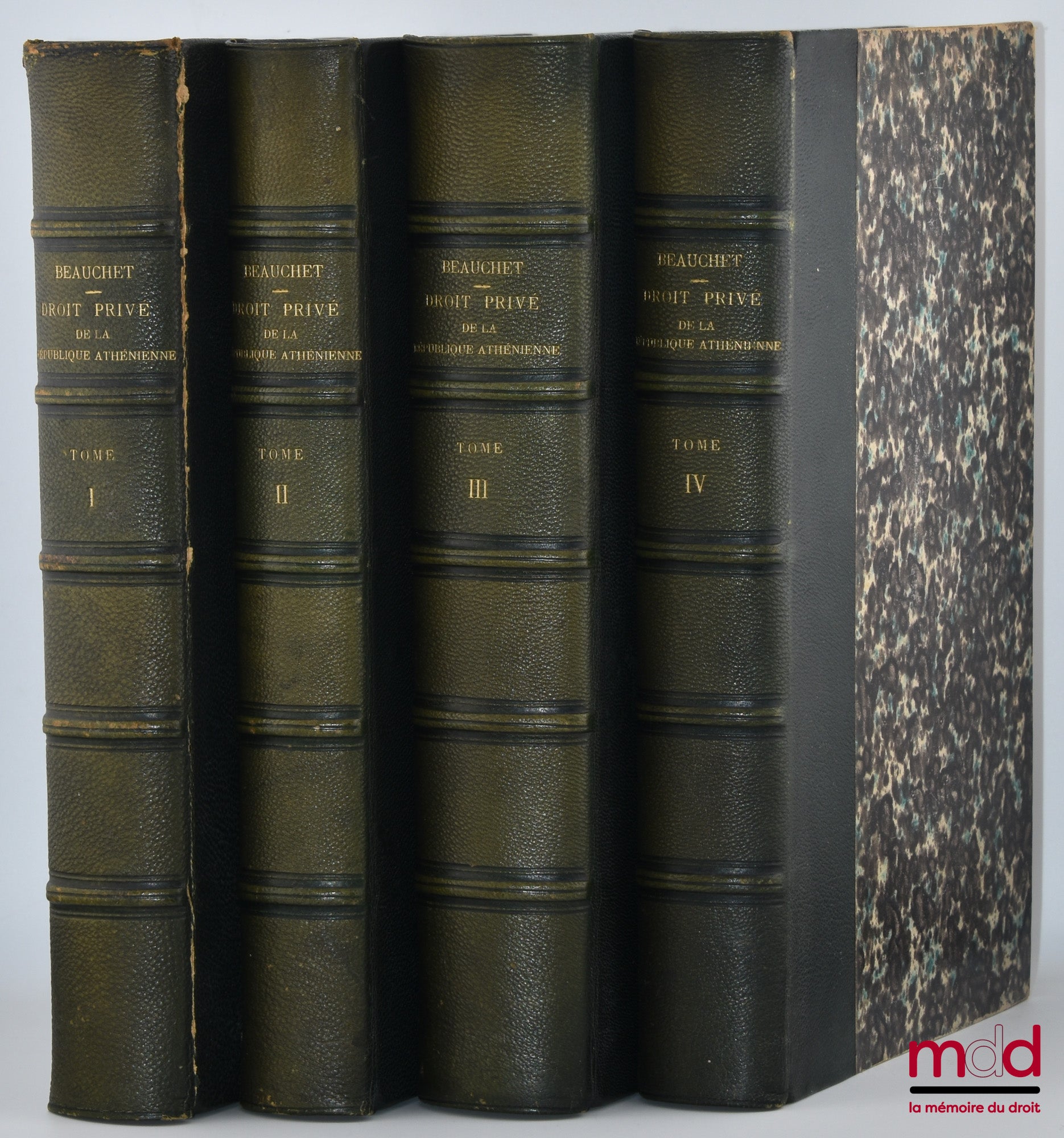 BEAUCHET (Ludovic) – HISTORY OF PRIVATE LAW IN THE ATHENIAN REPUBLIC, Family Law (vol. I & II), Property Law (vol. III), Law of Obligations (vol. IV)