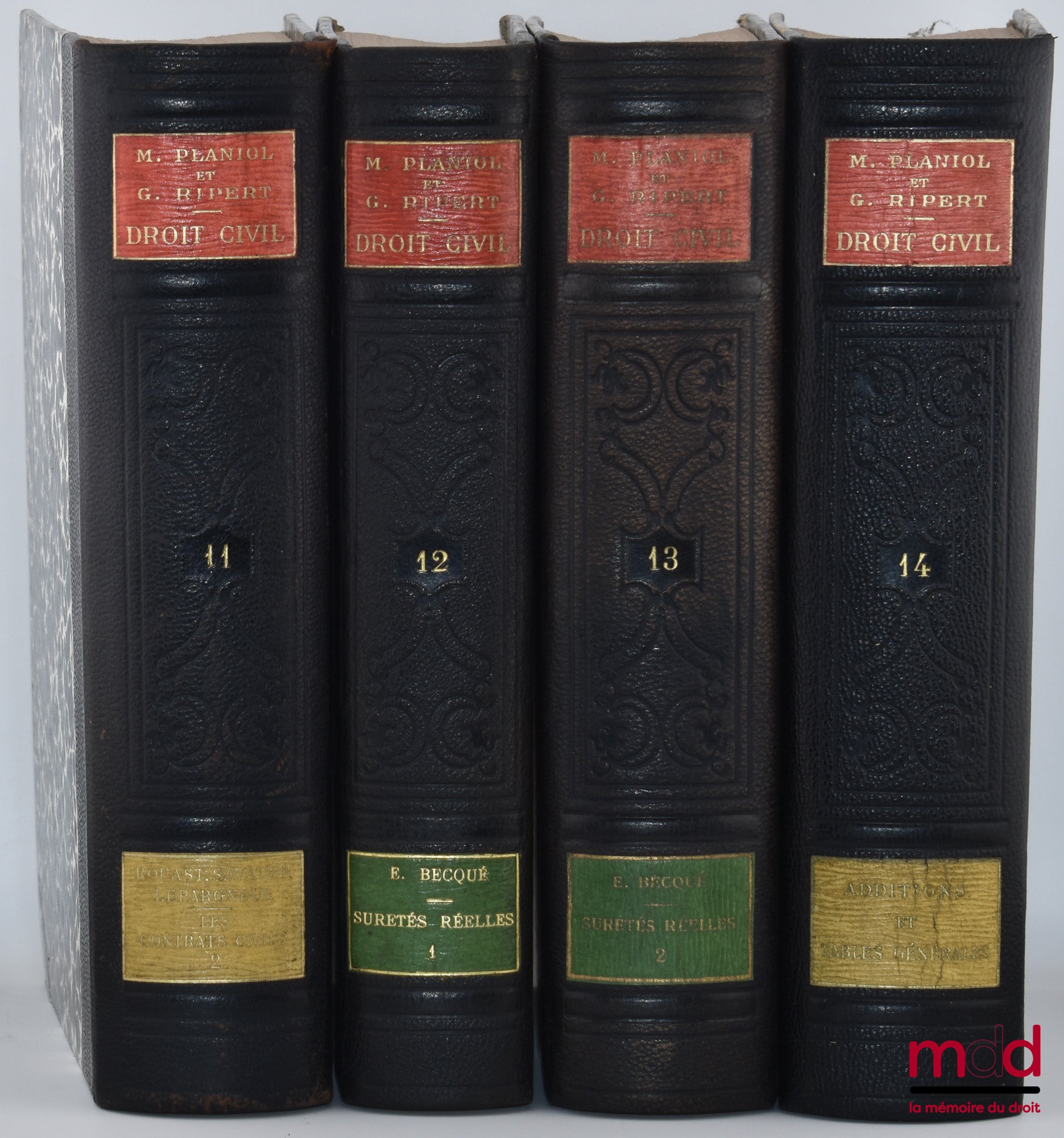 PLANIOL (Marcel) et RIPERT (Georges) – TRAITÉ PRATIQUE DE DROIT CIVIL FRANÇAIS, 1re éd. : t. I : Les personnes - État et capacité, Avec le concours de René Savatier (VIII-852 p.) ; t. II : La famille - Mariage, divorce, filiation, Avec le concours de Andr