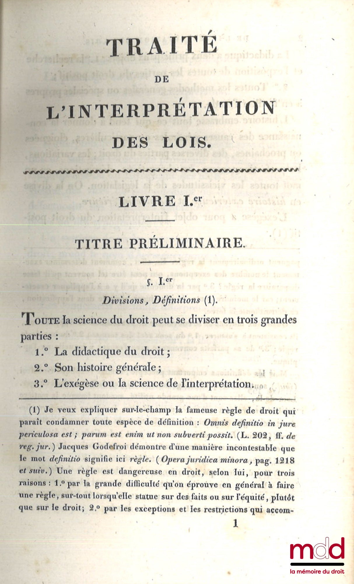 MAILHER DE CHASSAT (Antoine) – TRAITÉ DE L’INTERPRÉTATION DES LOIS
