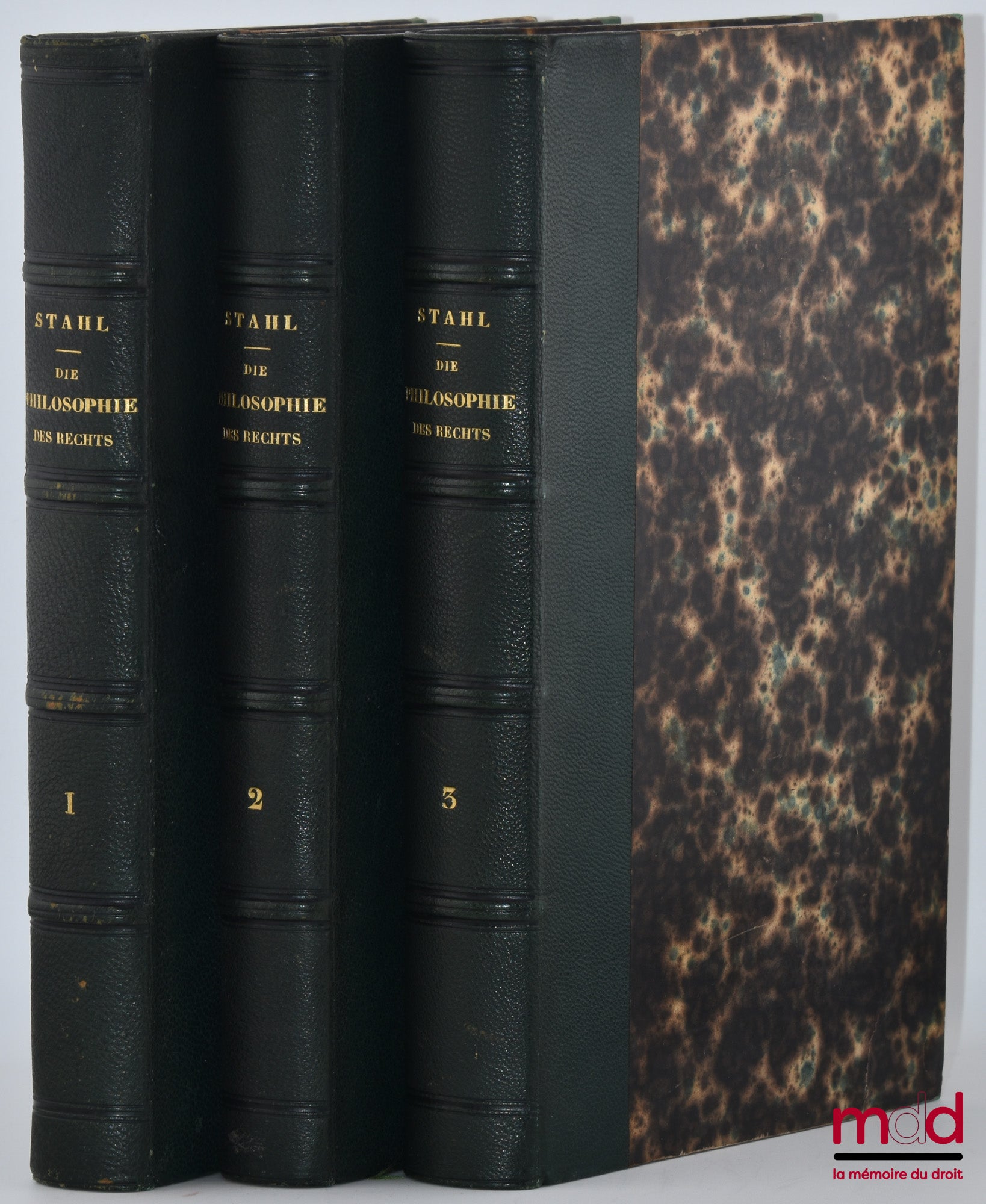STAHL (Friedrich Julius) – DIE PHILOSOPHIE DES RECHTS, Erster band : Geschichte der Rechtsphilosophie ; Zweiter band : Rechts : und Staatslehre auf der Grundlage christlicher Welranschauung