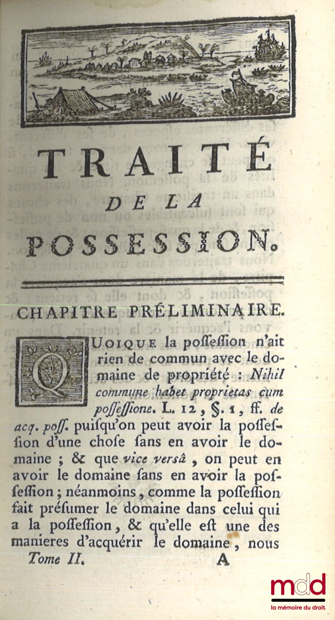 POTHIER (Robert-Joseph) – TRAITÉS DE LA POSSESSION ET DE LA PRESCRIPTION, [t. II uniquement]