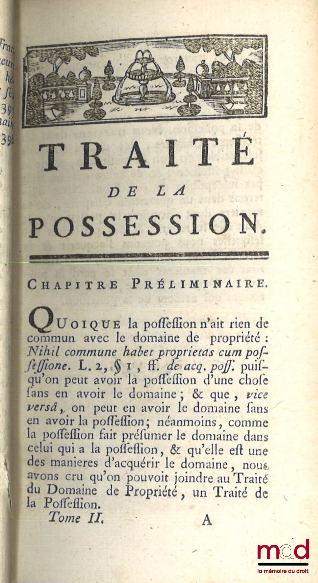 POTHIER (Robert-Joseph) – TRAITÉS DE LA POSSESSION ET DE LA PRESCRIPTION, [t. II uniquement]