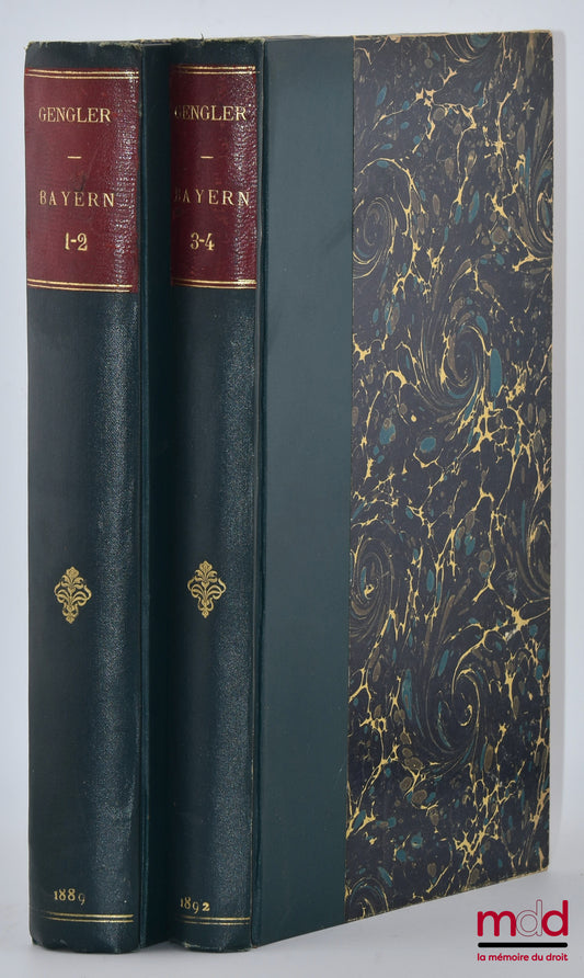 GENGLER (Heinrich Gottfried) – BEITRÄGE ZUR RECHTSGESCHICHTE BAYERNS, Erstes Heft : Die altbayerischen Rechtsquellen aus der vorwittelsbachischen Zeit, Zweites Heft : Die altbayerischen Ehehaft-Rechte, Drittes Heft : Die Quellen des Stadtrechts von Regens